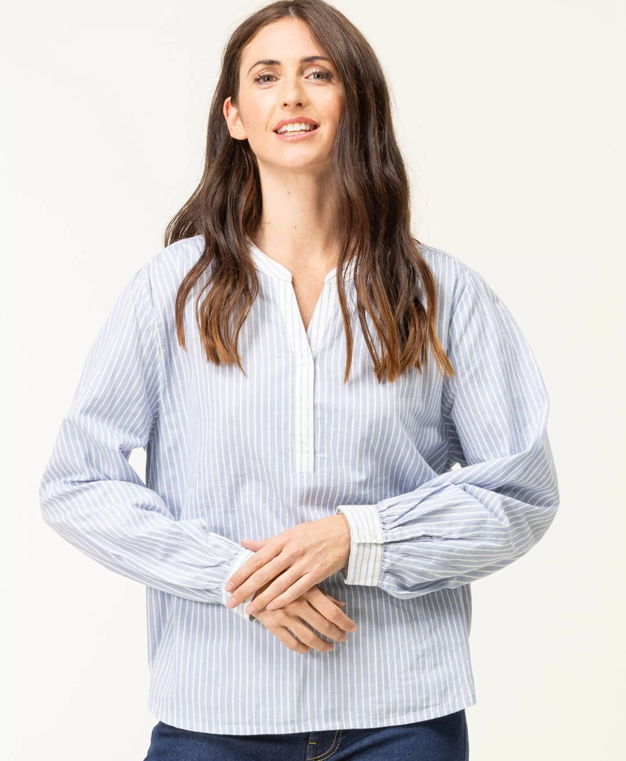 Terre de Marins BLOUSE ML FOND NATUREL RAYE BLEU CARDONE Outlet