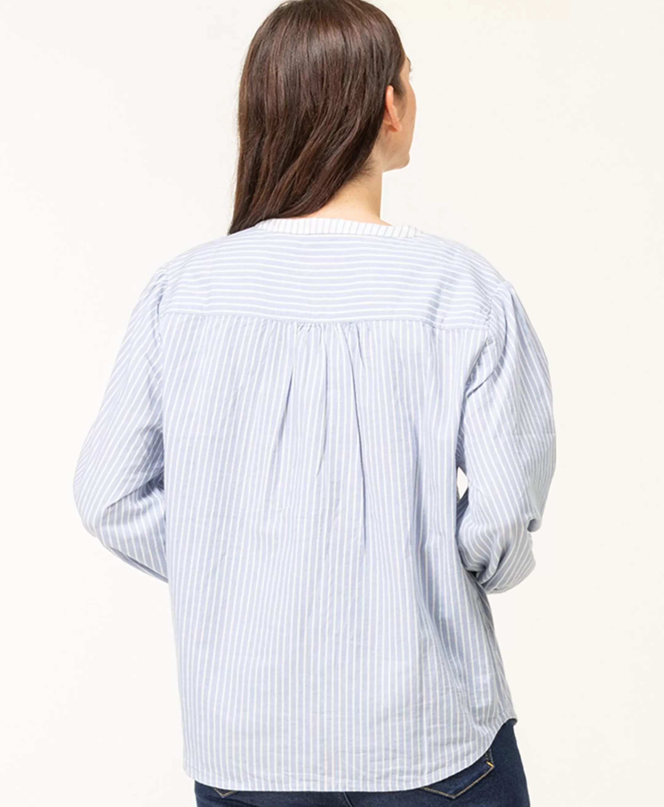 Terre de Marins BLOUSE ML FOND NATUREL RAYE BLEU CARDONE Outlet