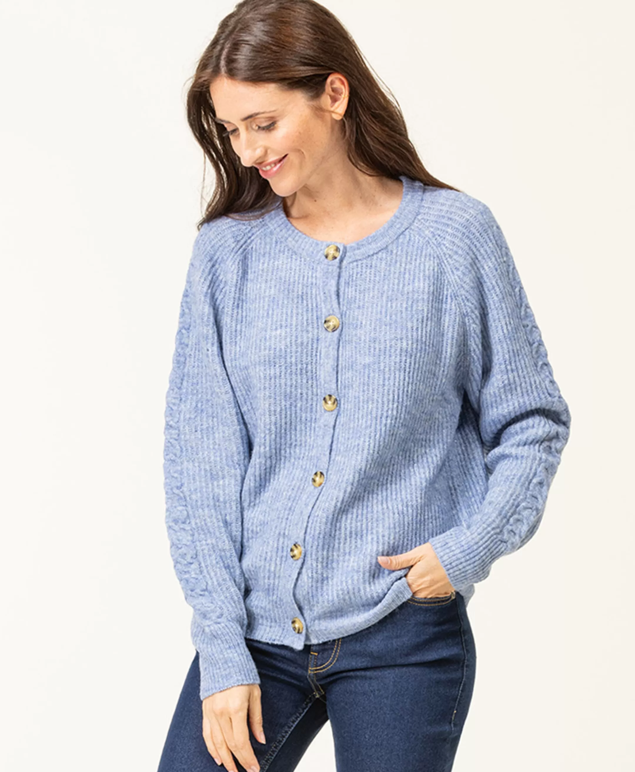 Terre de Marins CARDIGAN TRICOT BLEU DELAVE GIPAK Clearance