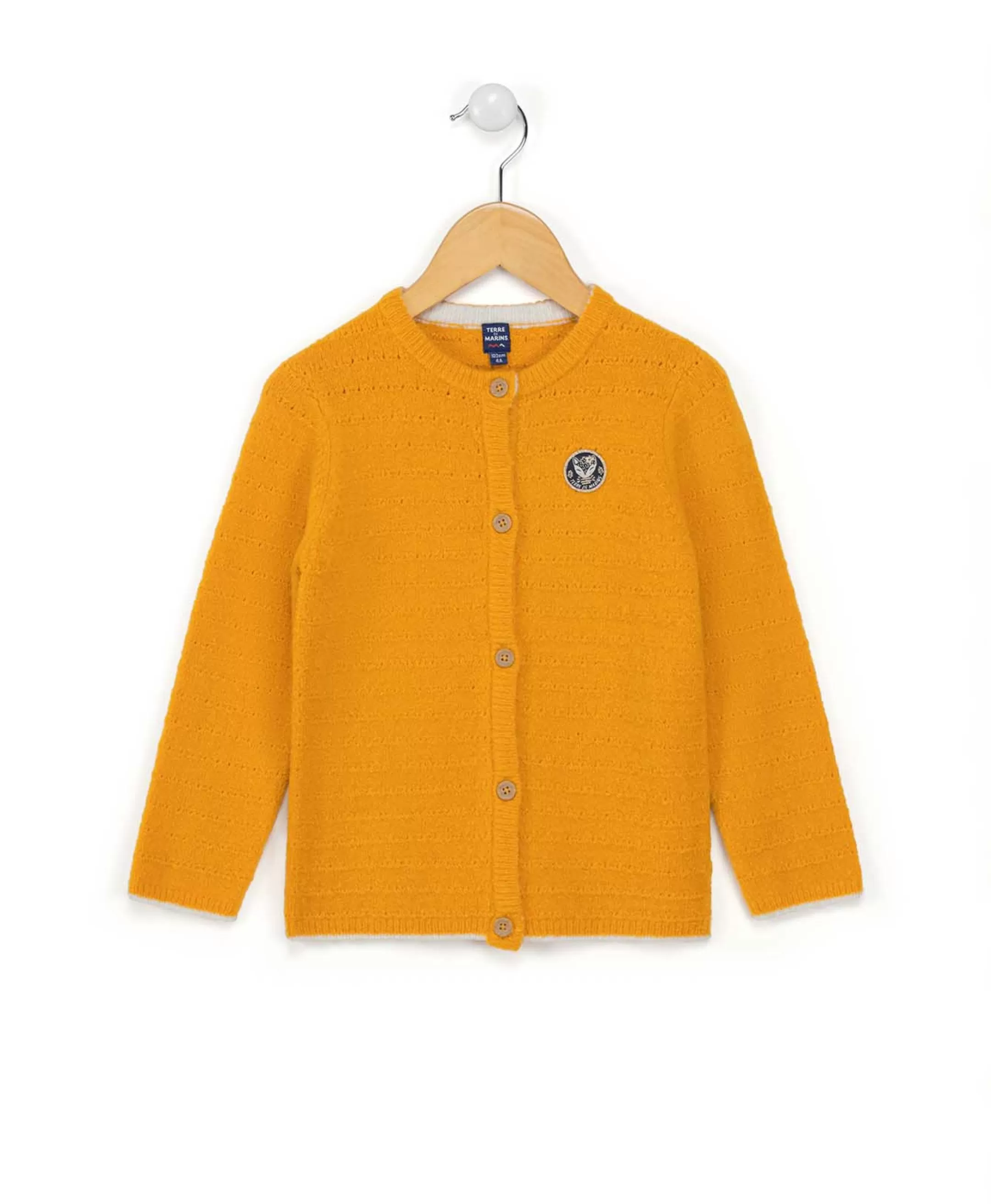 Terre de Marins CARDIGAN TRICOT JAUNE OCRE CIZAL Store