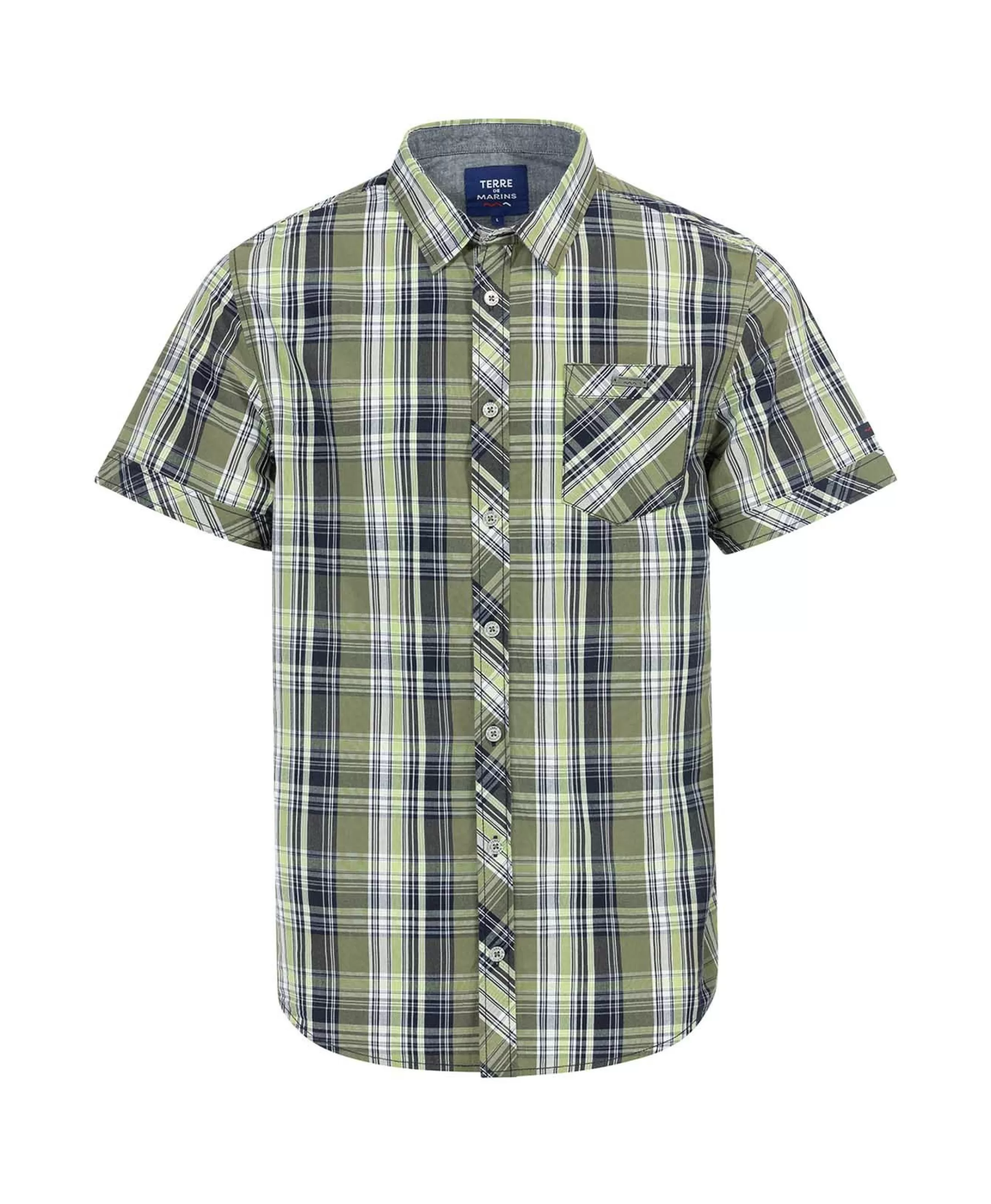 Terre de Marins CHEMISE CHEMISIER MC CARREAUX VERT OLIVE ECARO Online