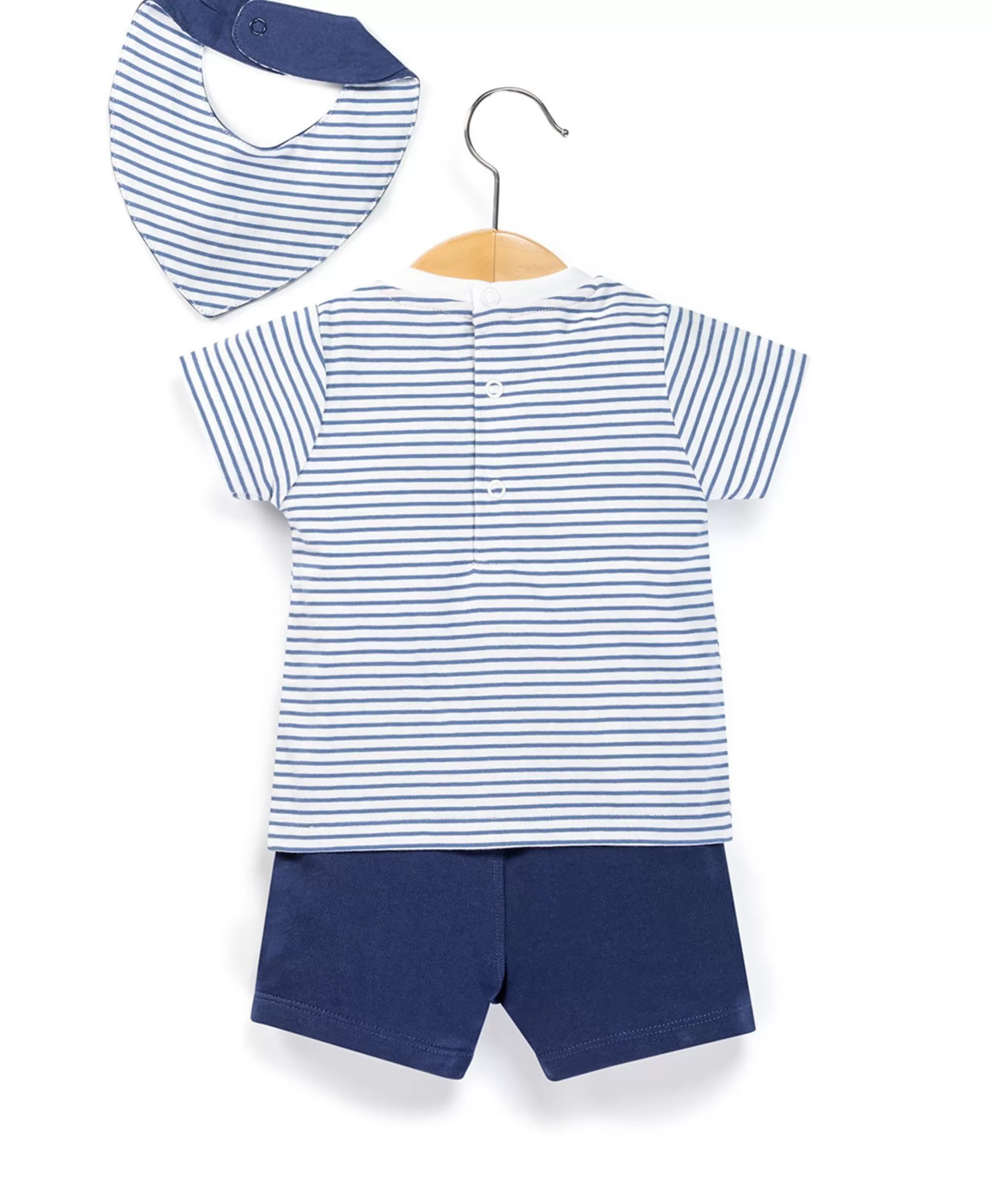 Terre de Marins ENS SHORT + HAUT FOND BLANC RAYE BLEU RIKI Outlet