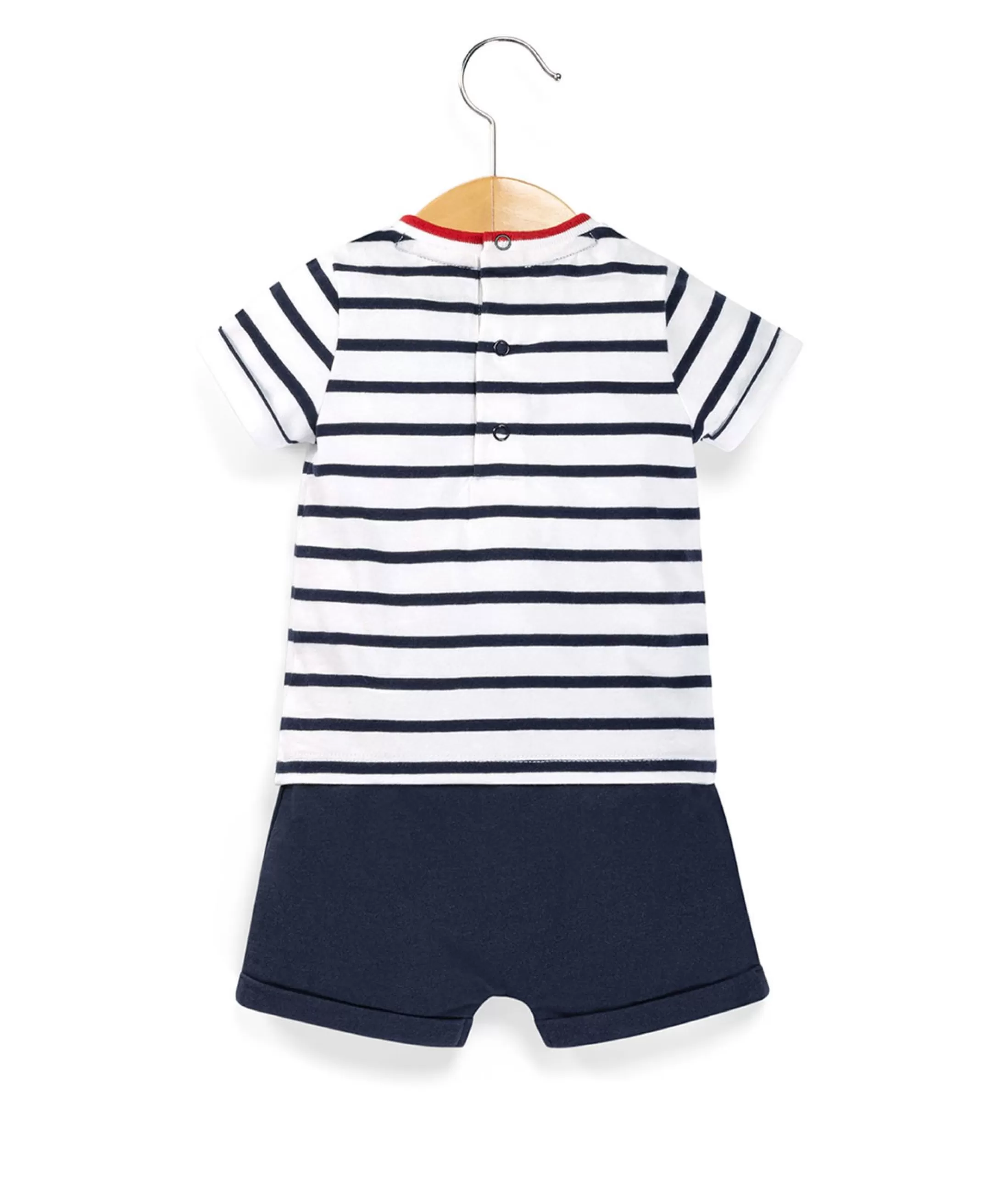 Terre de Marins ENS SHORT + HAUT FOND BLANC RAYE INDIGO SHAPI Clearance