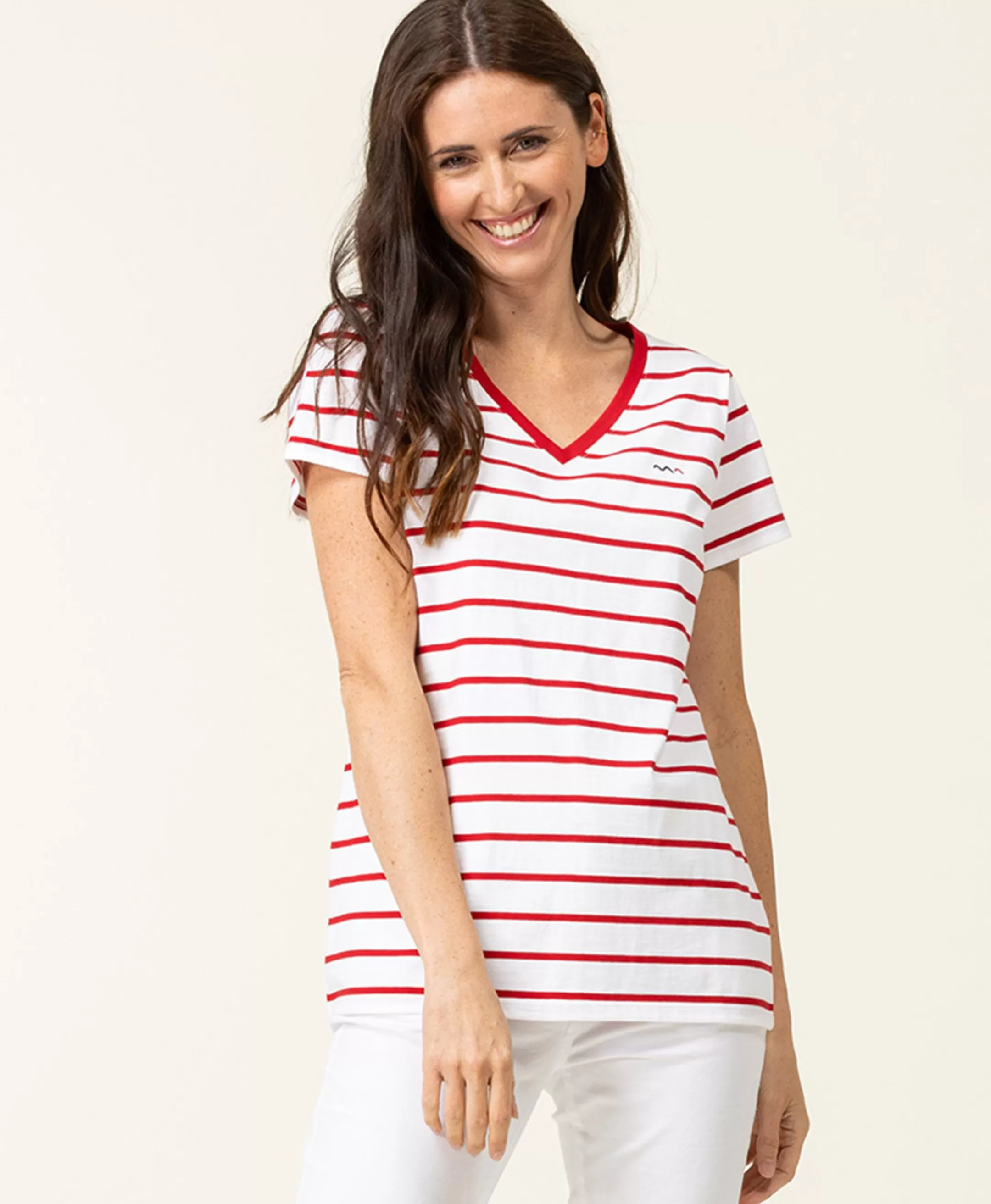 Terre de Marins MARINIERE MC FOND BLANC RAYE ROUGE PALAVA Best Sale