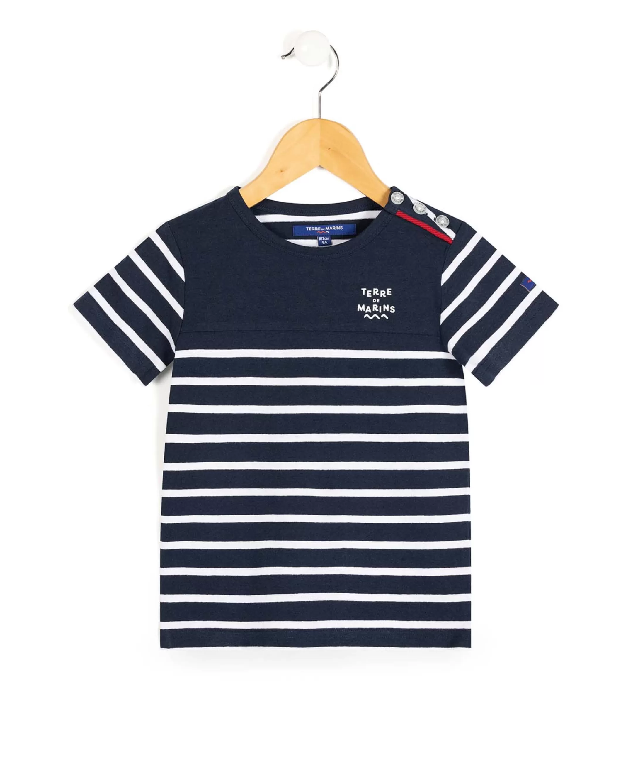 Terre de Marins MARINIERE MC FOND INDIGO RAYE BLANC AQOI Store