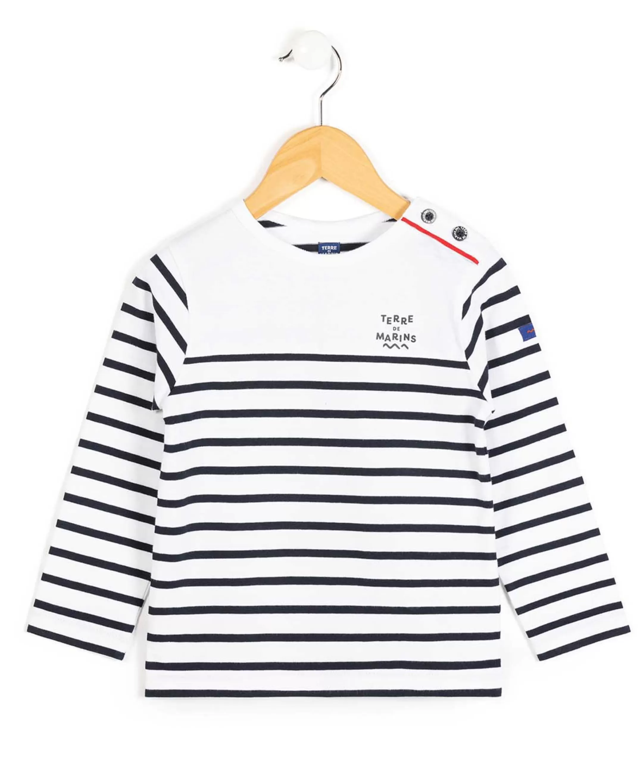 Terre de Marins MARINIERE ML FOND BLANC OPT RAYE MARINE CABATAGE Cheap