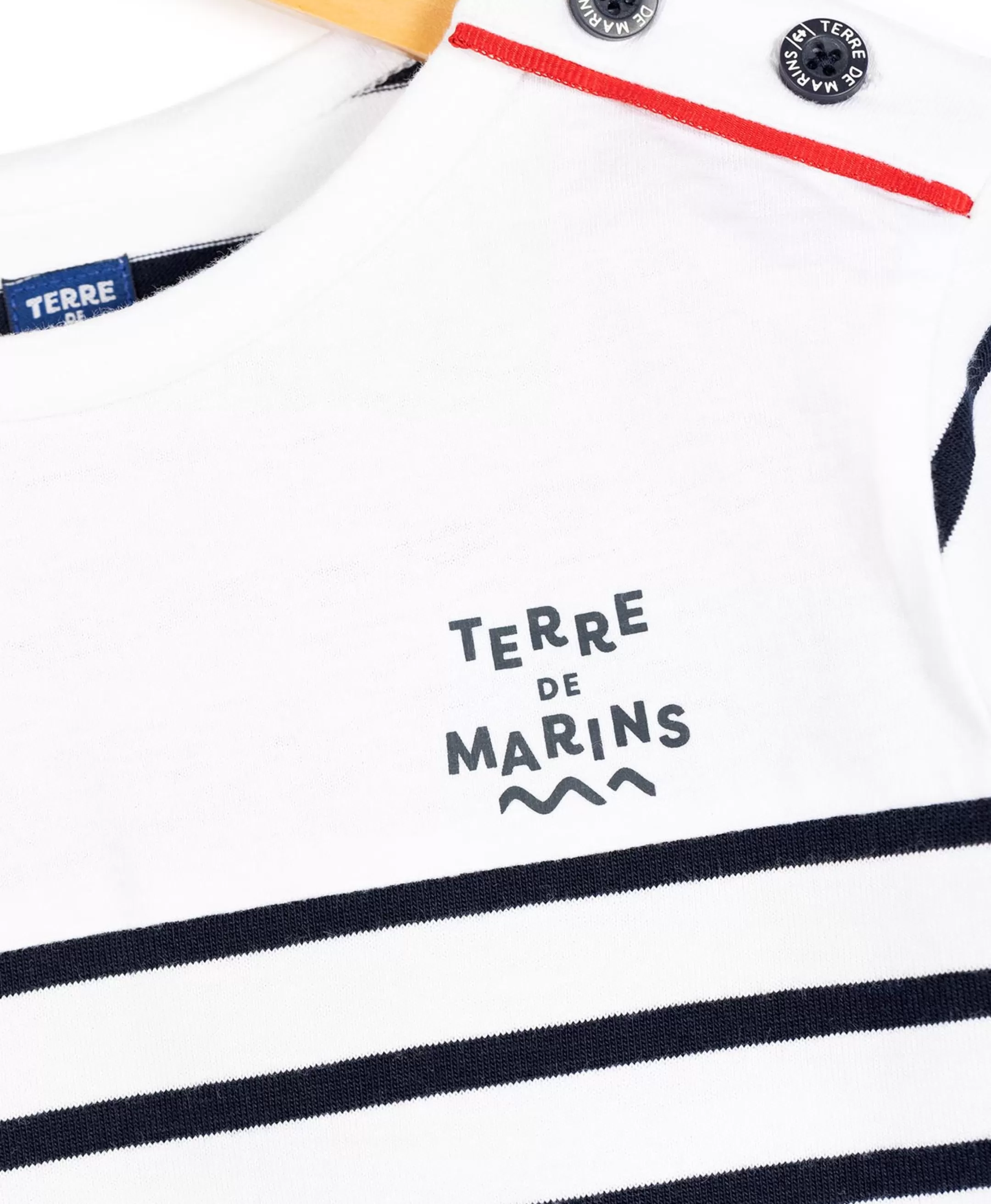 Terre de Marins MARINIERE ML FOND BLANC OPT RAYE MARINE CABATAGE Cheap