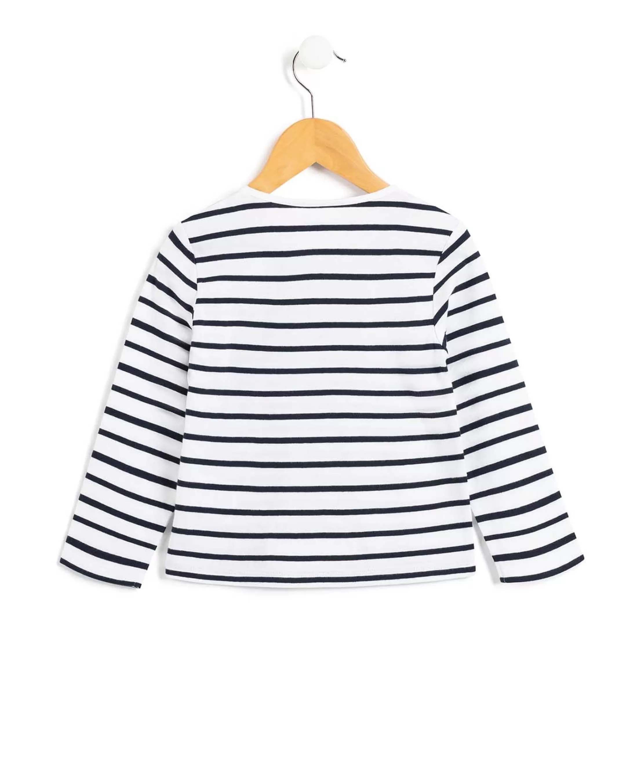 Terre de Marins MARINIERE ML FOND BLANC RAYE INDIGO ECOFIL Hot