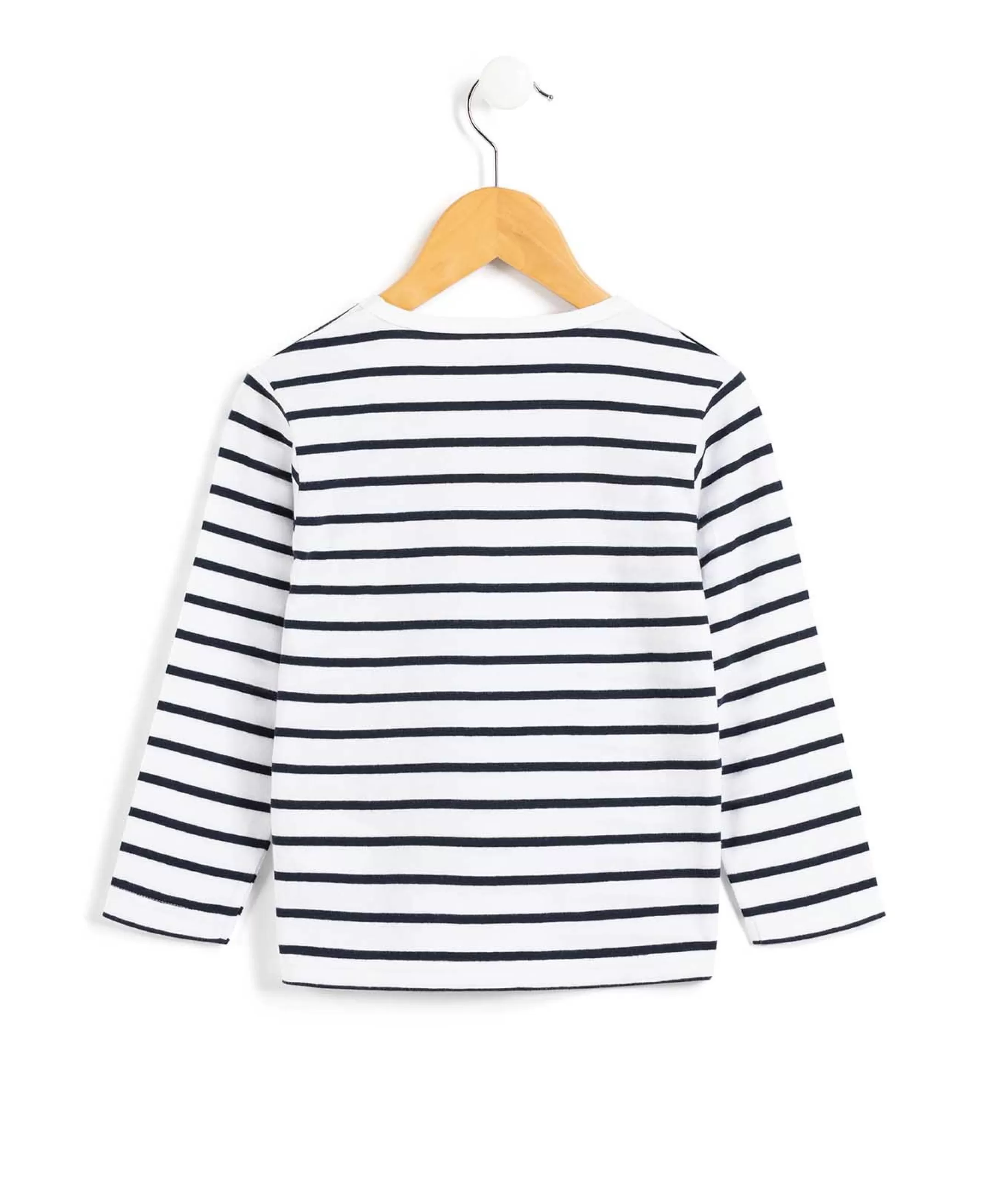 Terre de Marins MARINIERE ML FOND BLANC RAYE INDIGO ECOGAL Flash Sale