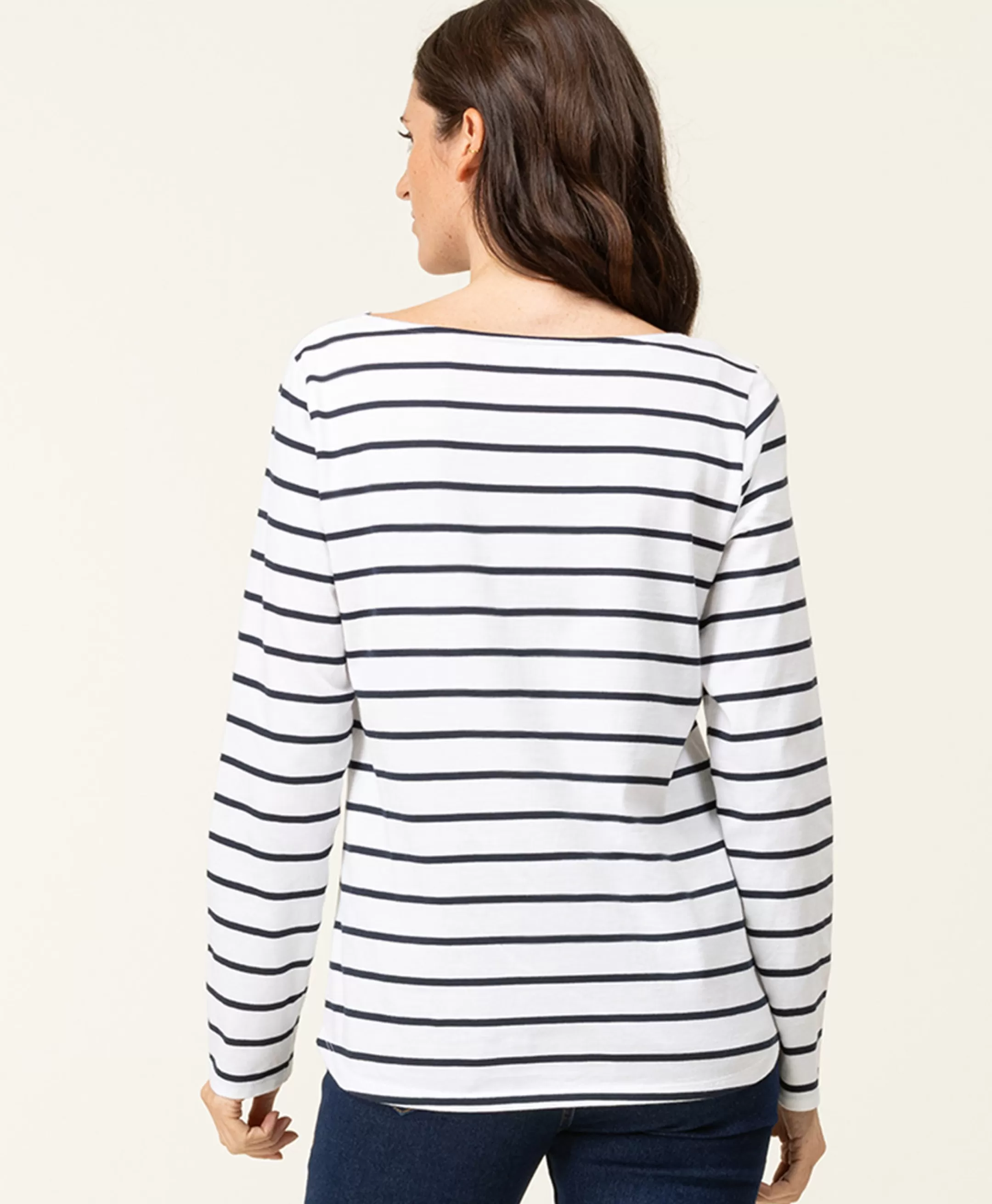 Terre de Marins MARINIERE ML FOND BLANC RAYE INDIGO PACAGE Hot