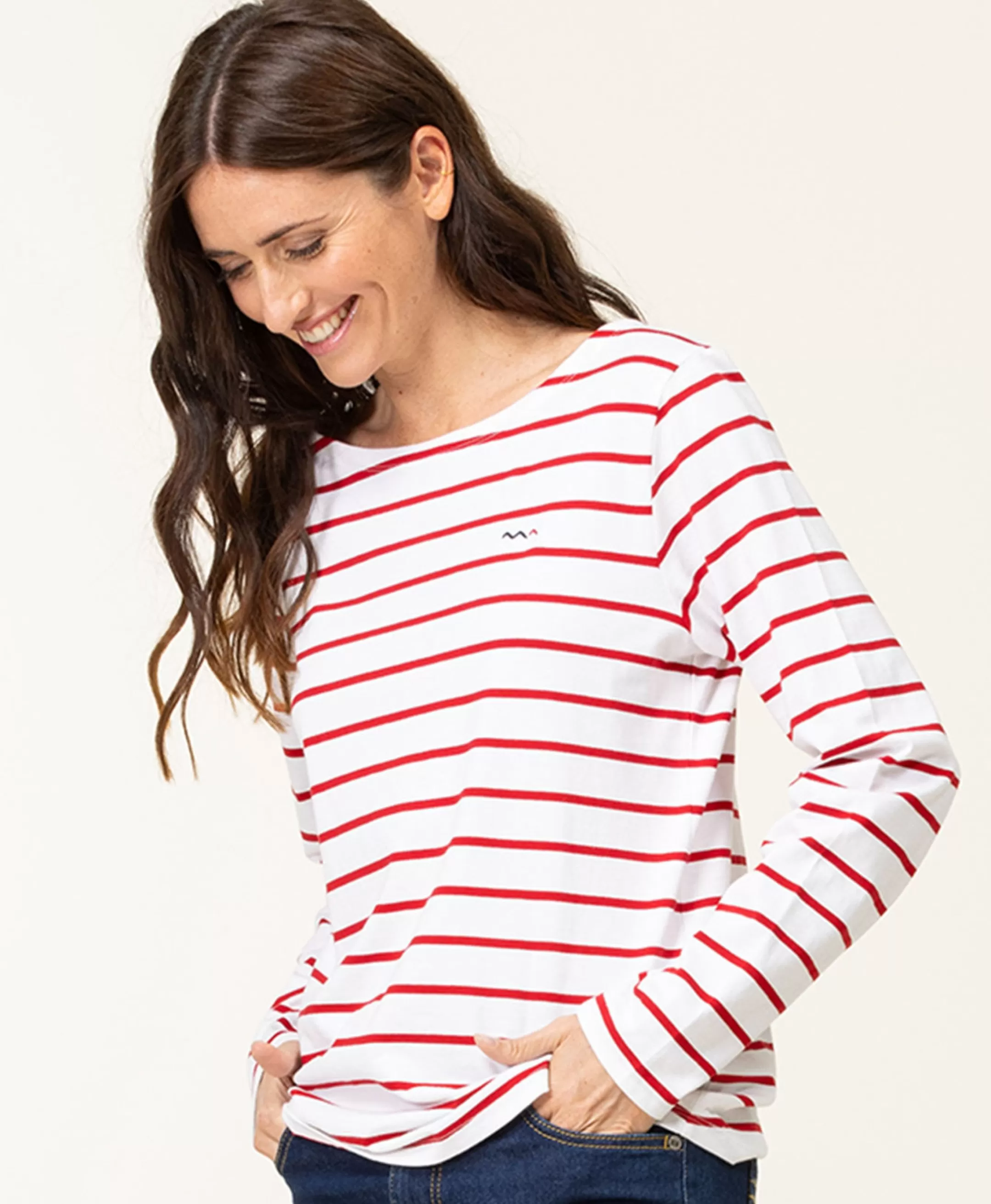 Terre de Marins MARINIERE ML FOND BLANC RAYE ROUGE PACAGE Discount