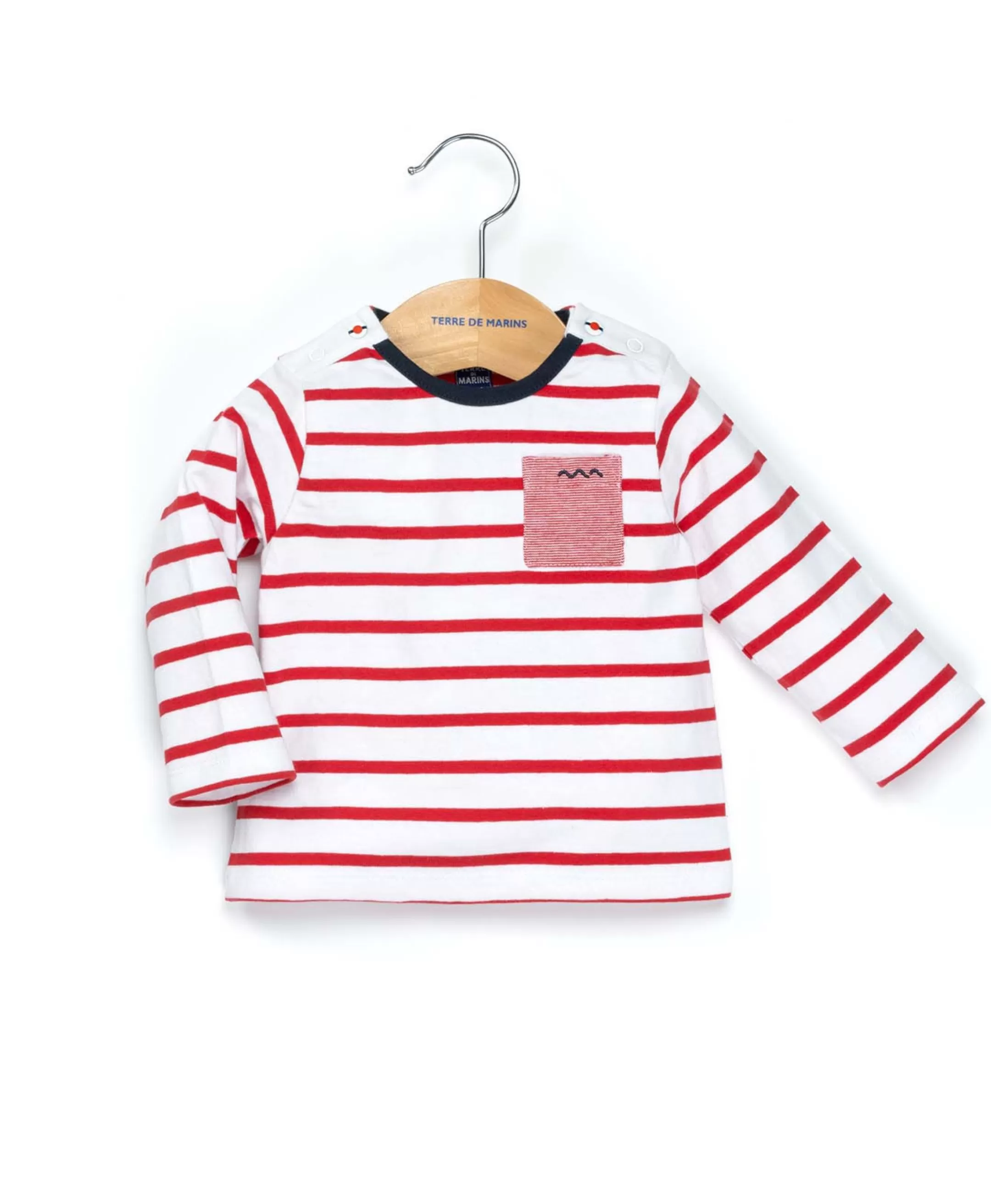 Terre de Marins MARINIERE ML FOND BLANC RAYE ROUGE PELY Best