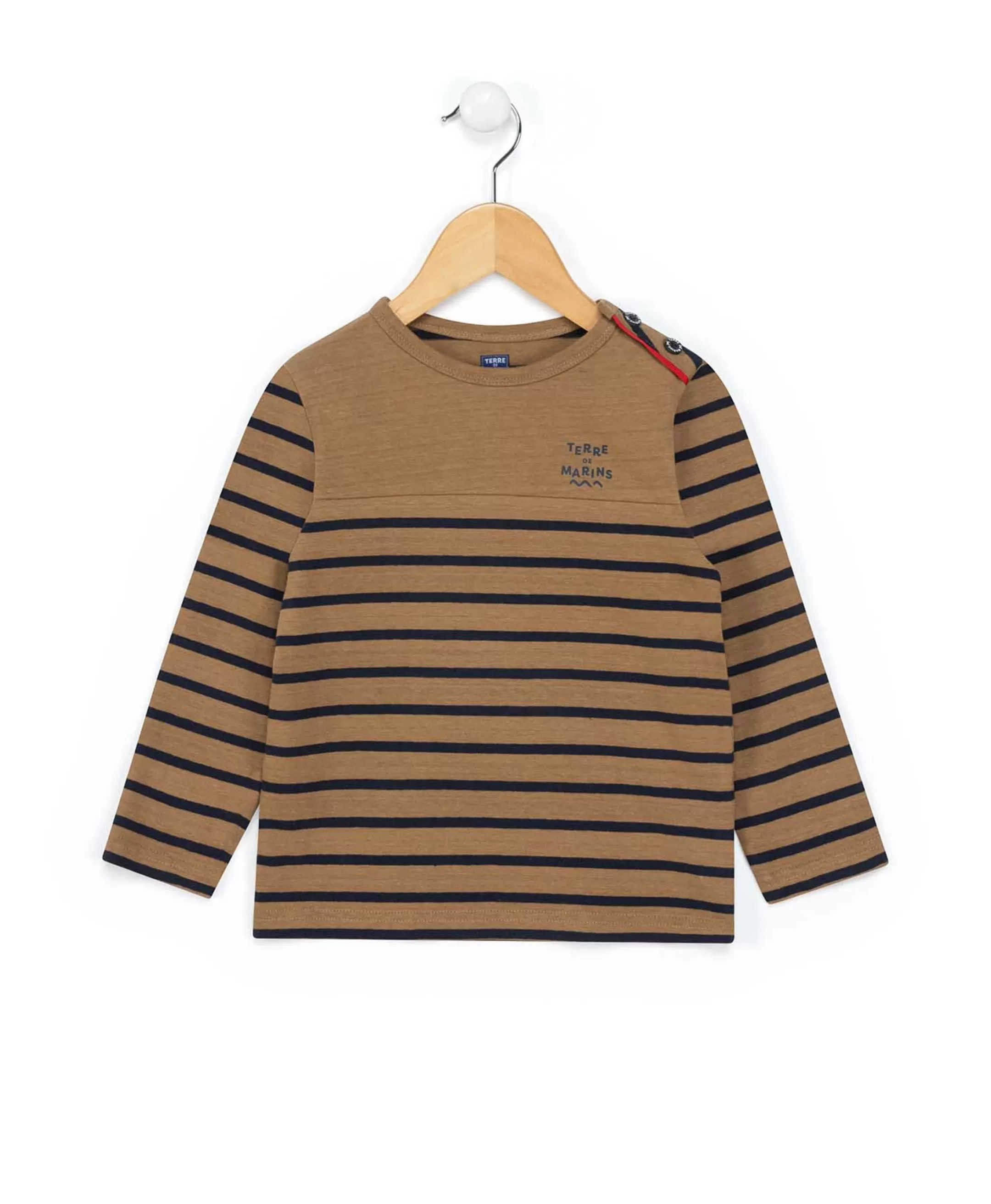 Terre de Marins MARINIERE ML FOND CAMEL RAYE INDIGO CABATAGE Sale
