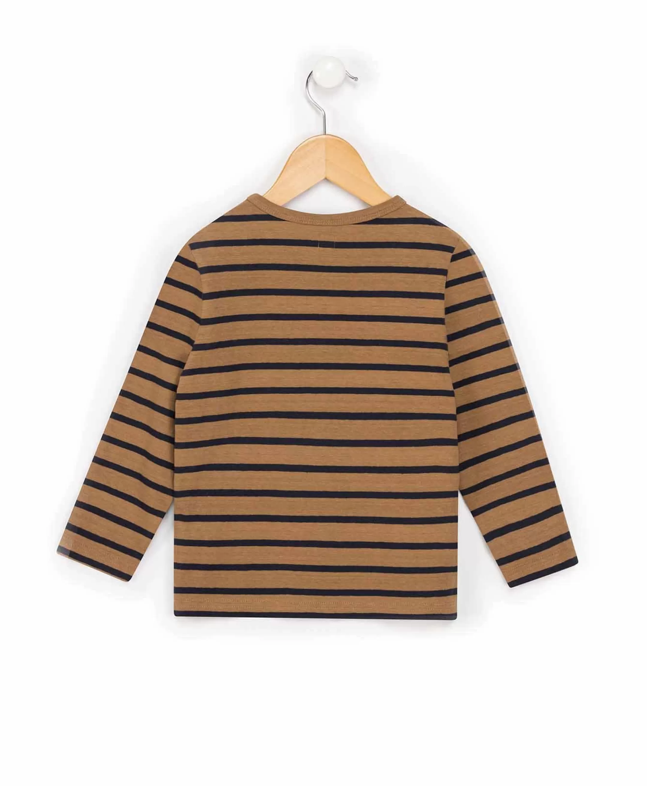 Terre de Marins MARINIERE ML FOND CAMEL RAYE INDIGO CABATAGE Sale