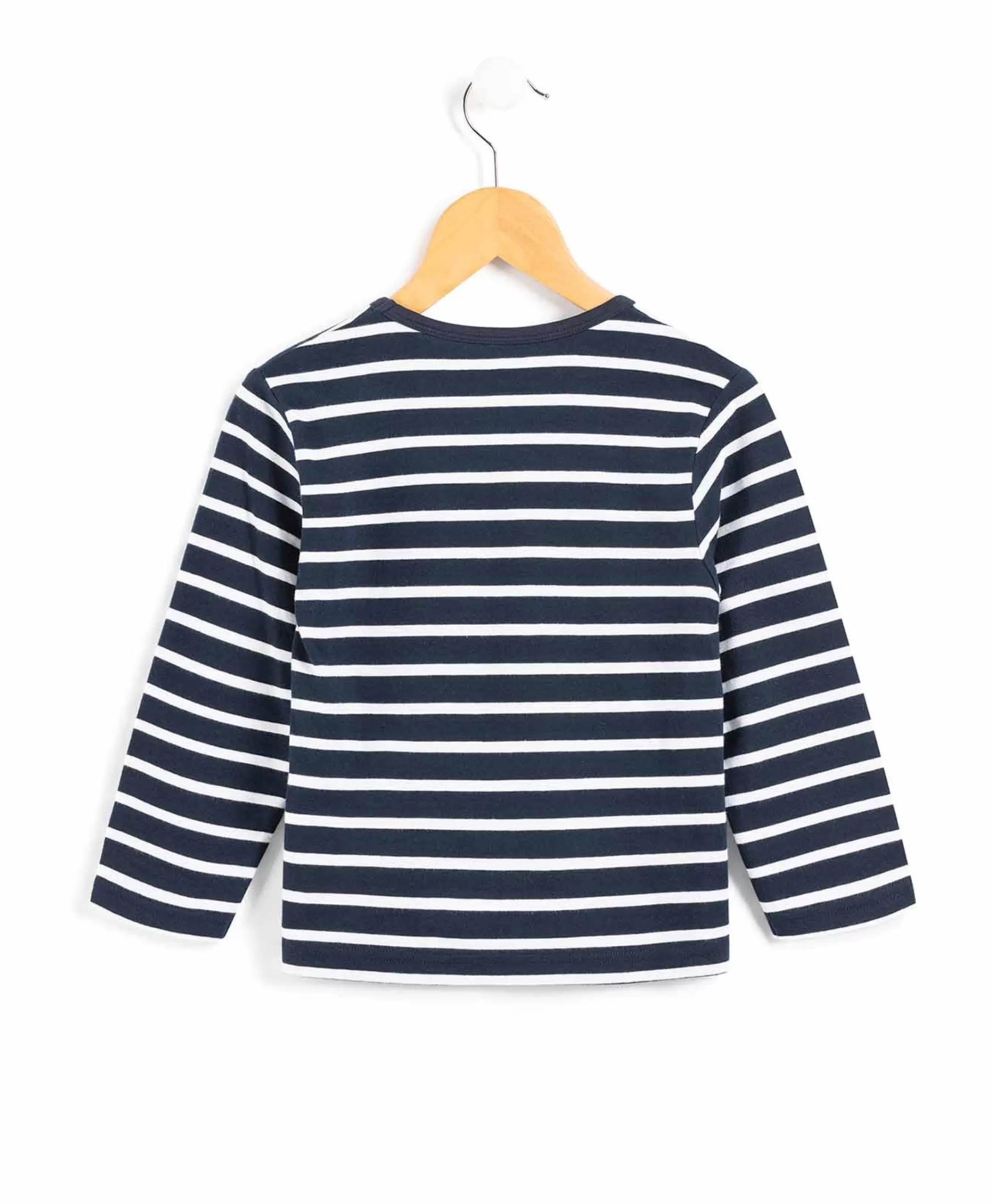 Terre de Marins MARINIERE ML FOND INDIGO RAYE BLANC ECOGAL Shop