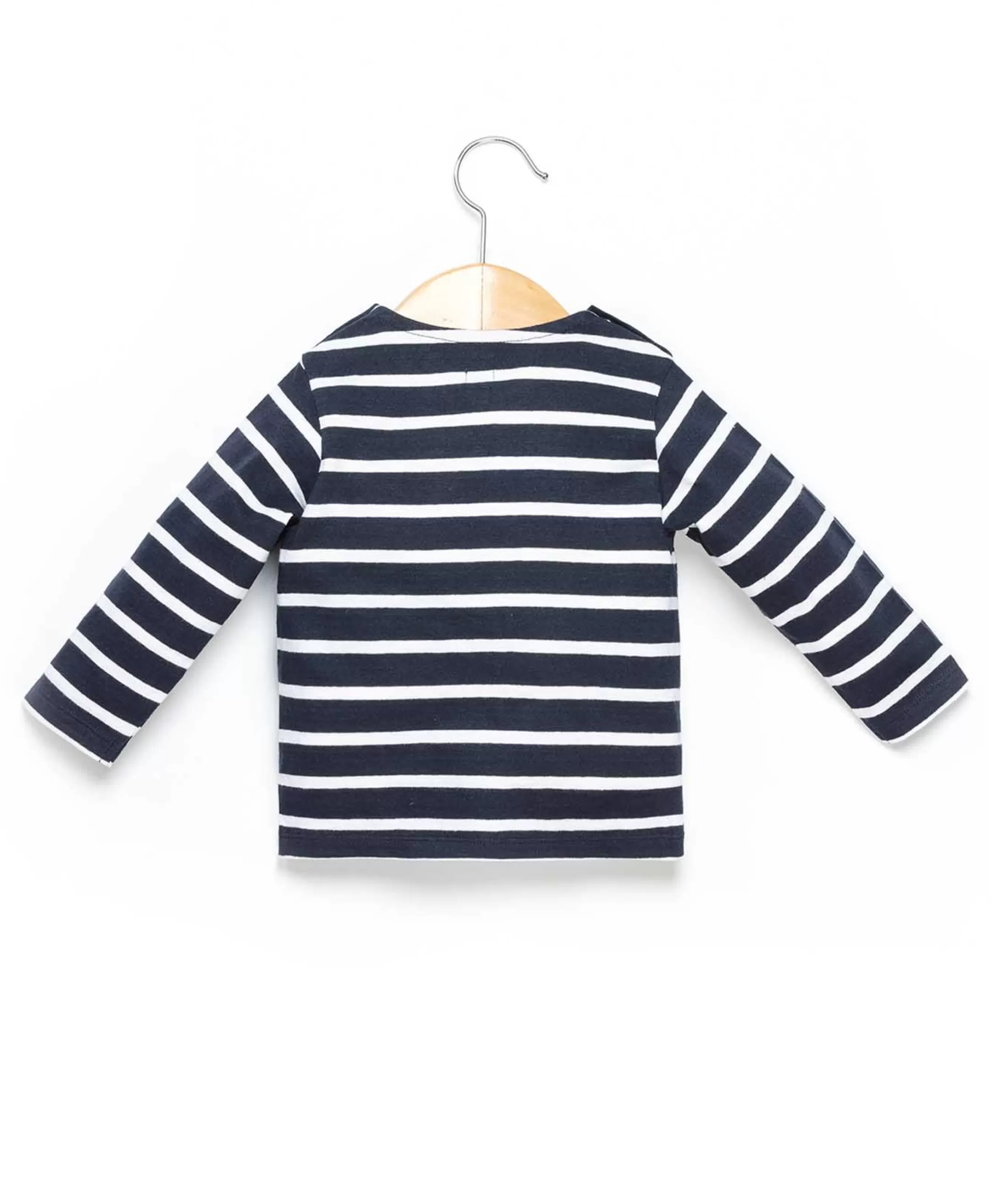 Terre de Marins MARINIERE ML FOND INDIGO RAYE BLANC PELY New