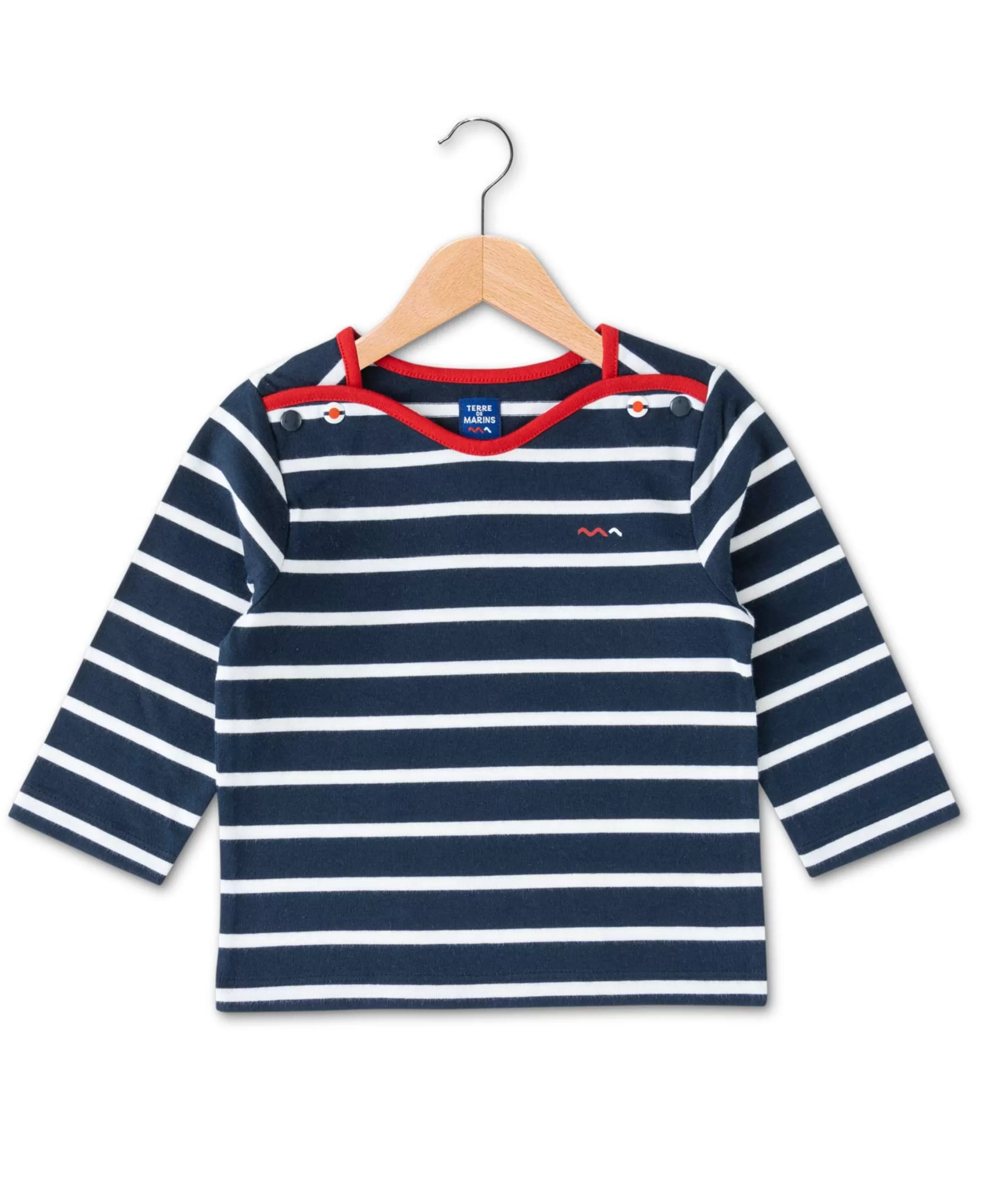 Terre de Marins MARINIERE ML FOND INDIGO RAYE BLANC PESTELO Fashion