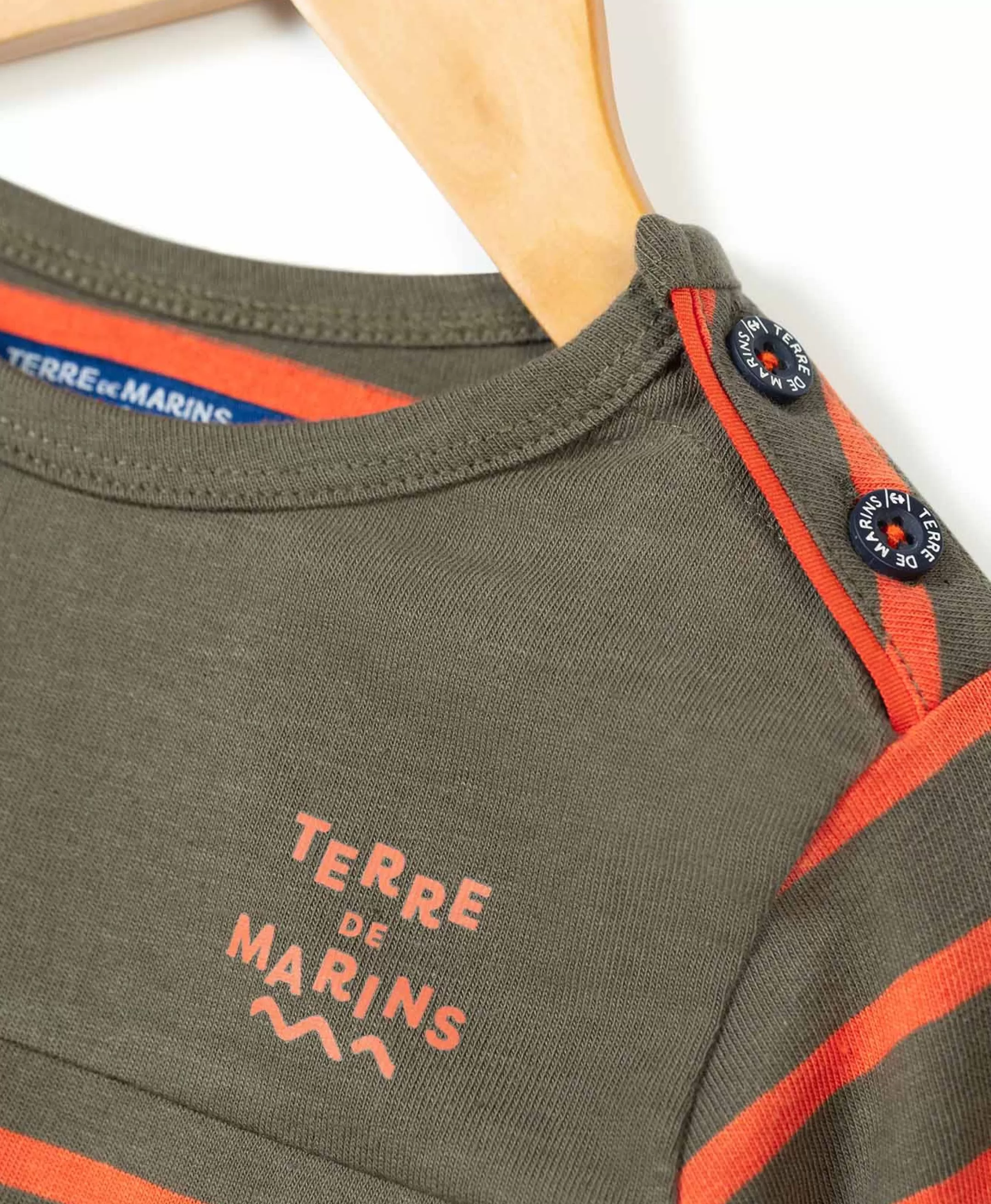 Terre de Marins MARINIERE ML FOND KAKI RAYE PAPRIKA CABATAGE Fashion