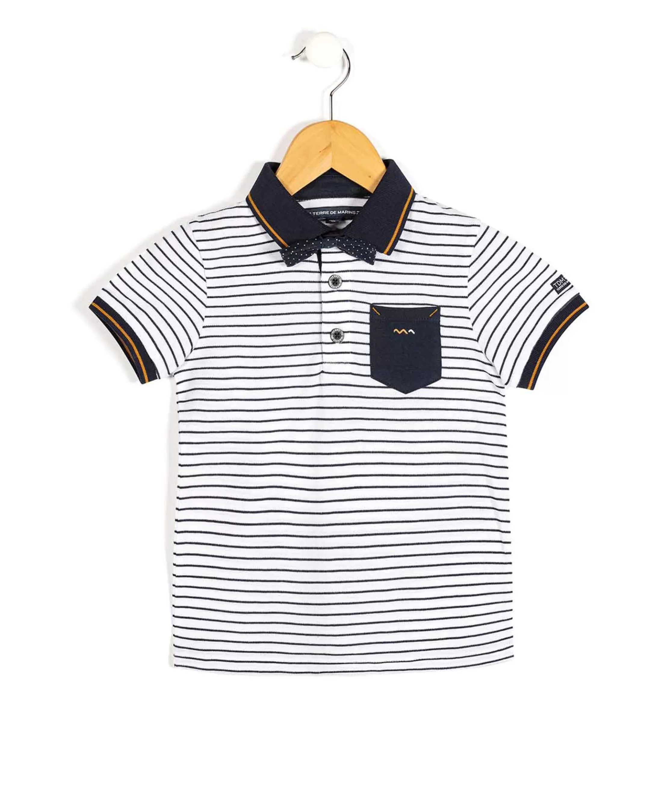 Terre de Marins POLO MC FOND BLANC RAYE BLEU CARNO Best Sale