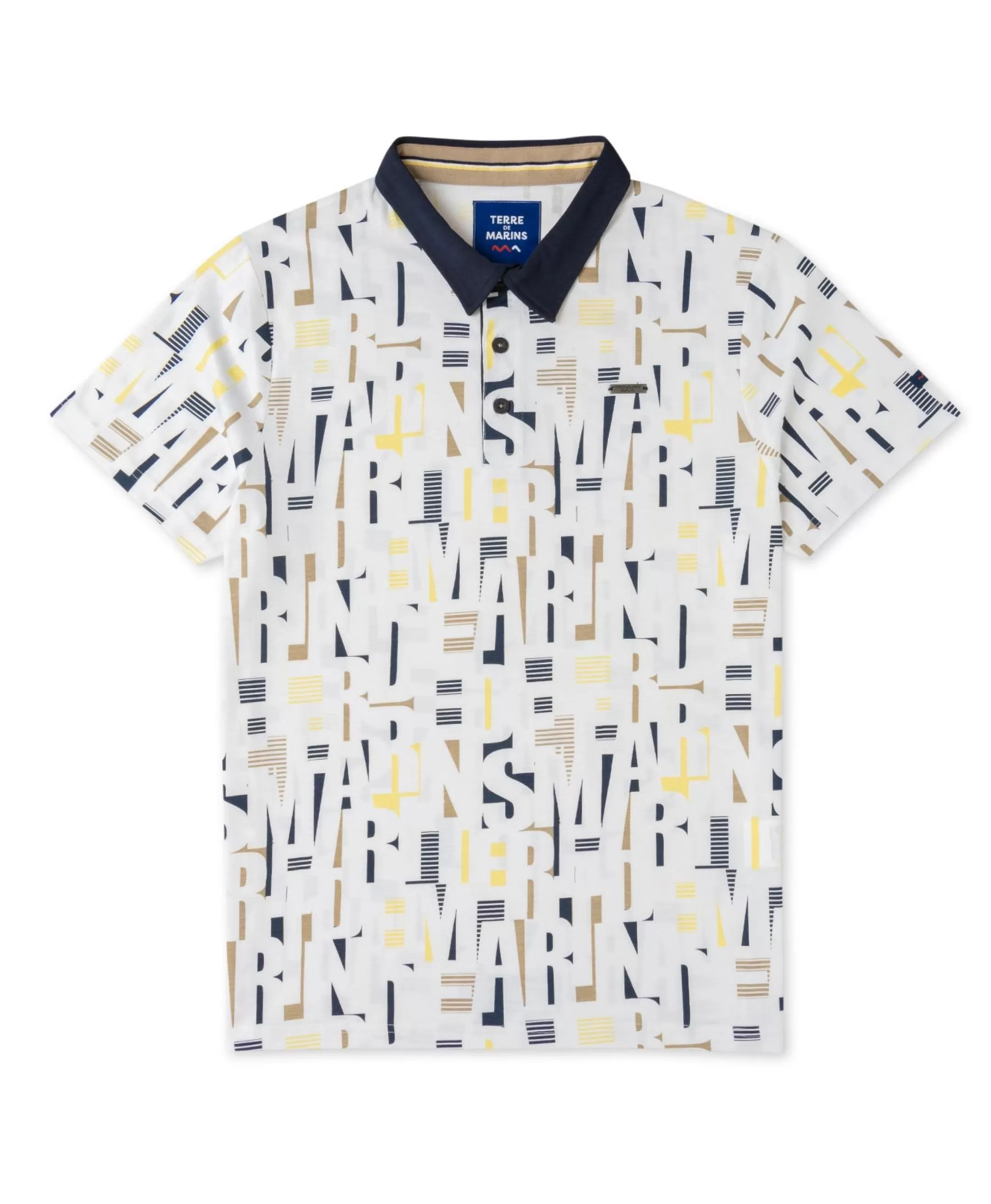 Terre de Marins POLO MC IMPRIME FOND BLANC CEGRAF Outlet