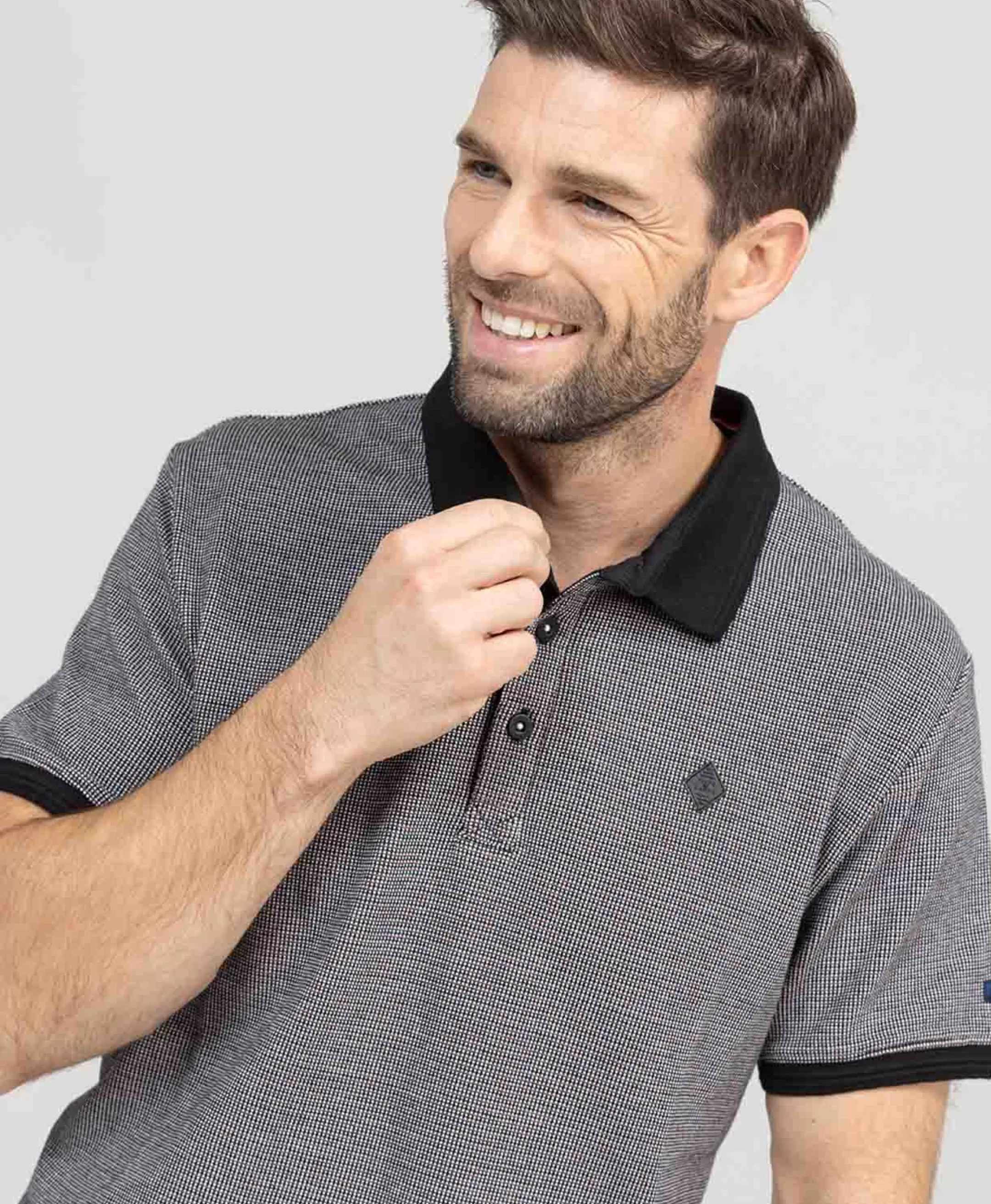 Terre de Marins POLO MC JACQUARD NOIR COLDAN Flash Sale