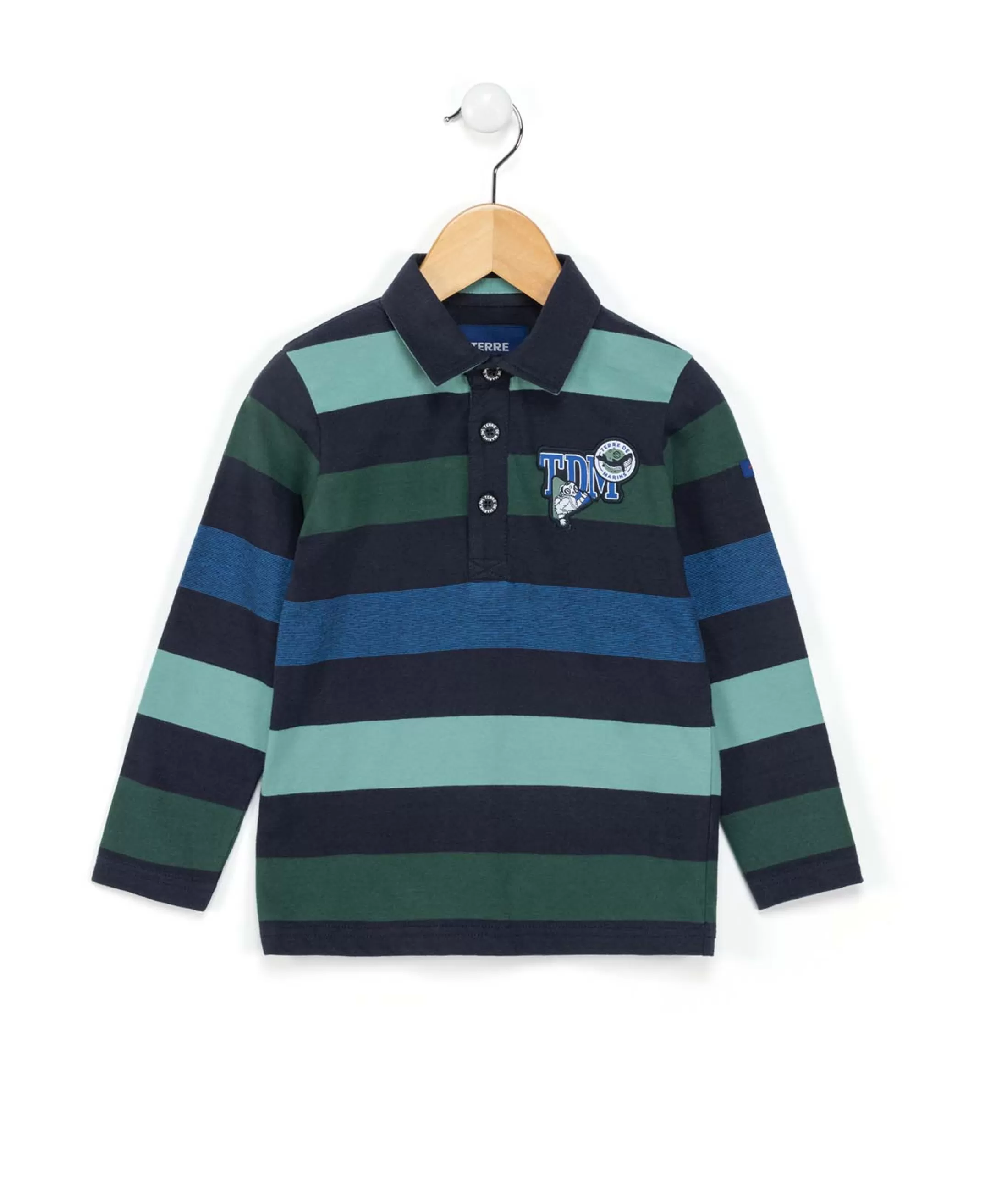 Terre de Marins POLO ML FOND BLEU RAYE MULTICOLOR BATURO Flash Sale