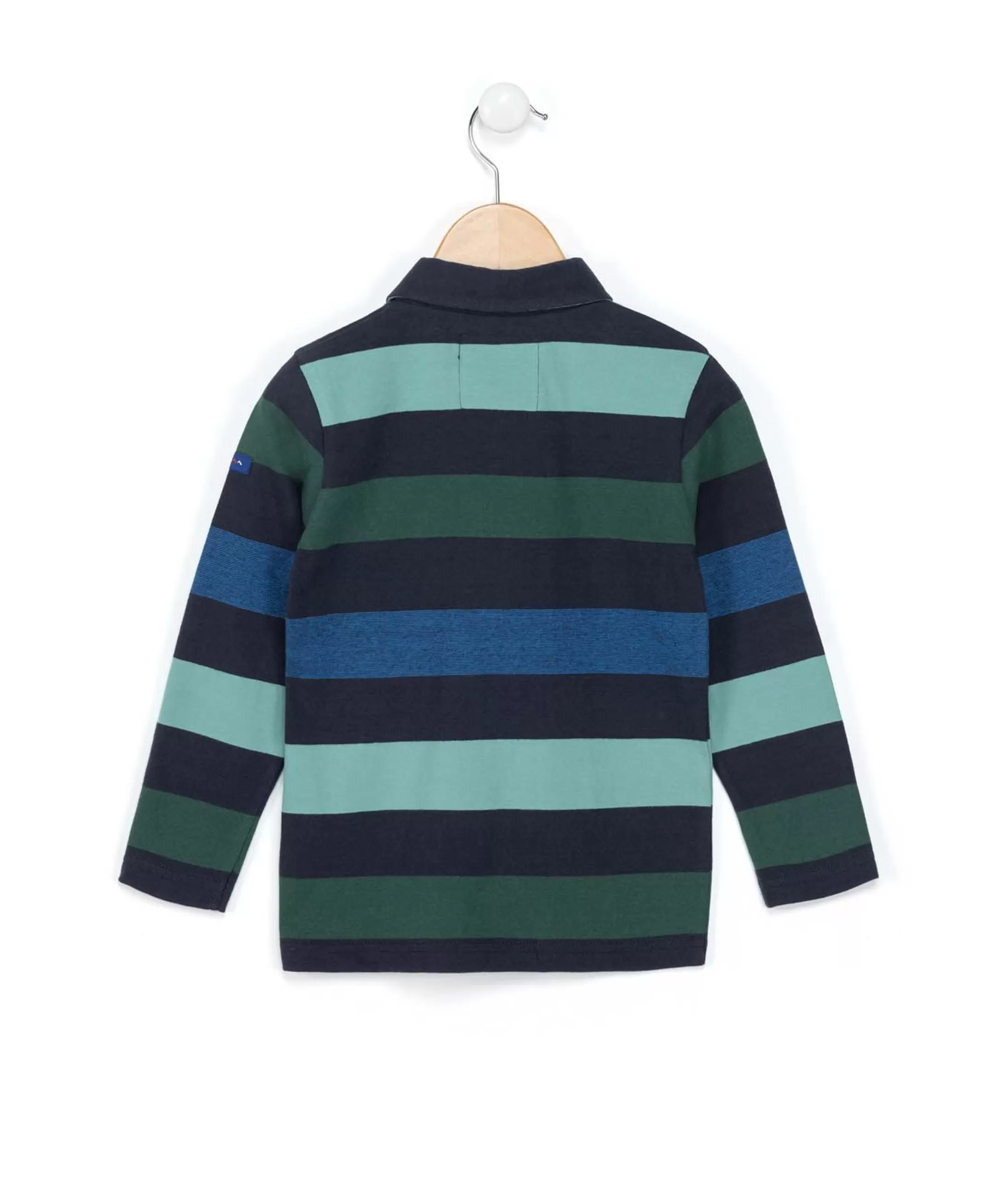 Terre de Marins POLO ML FOND BLEU RAYE MULTICOLOR BATURO Flash Sale