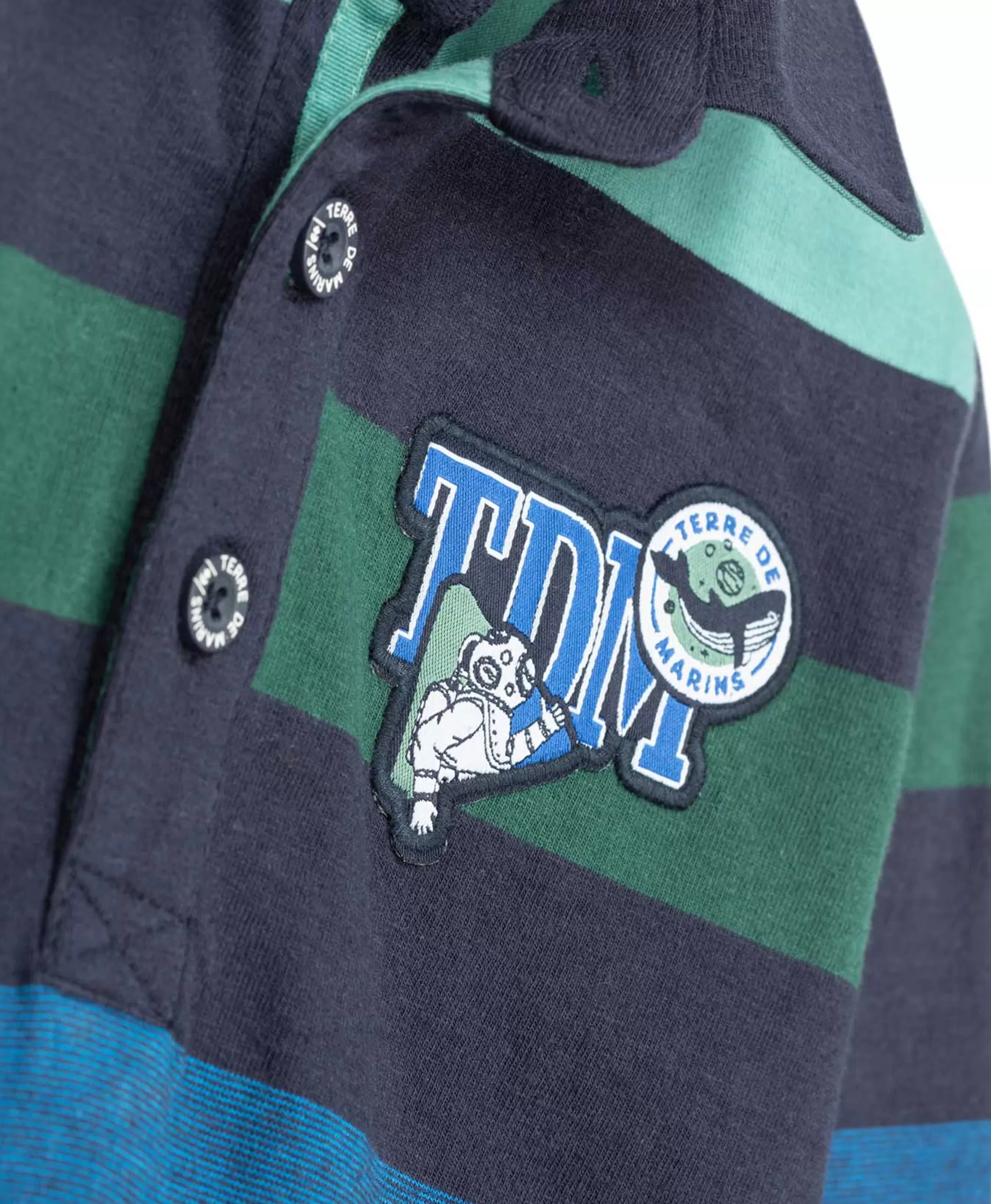 Terre de Marins POLO ML FOND BLEU RAYE MULTICOLOR BATURO Flash Sale