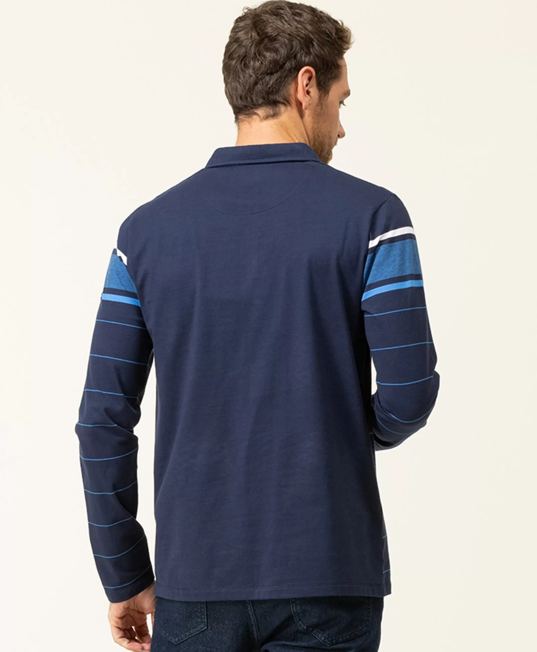 Terre de Marins POLO ML FOND INDIGO RAYE CIEL OPLARI Hot