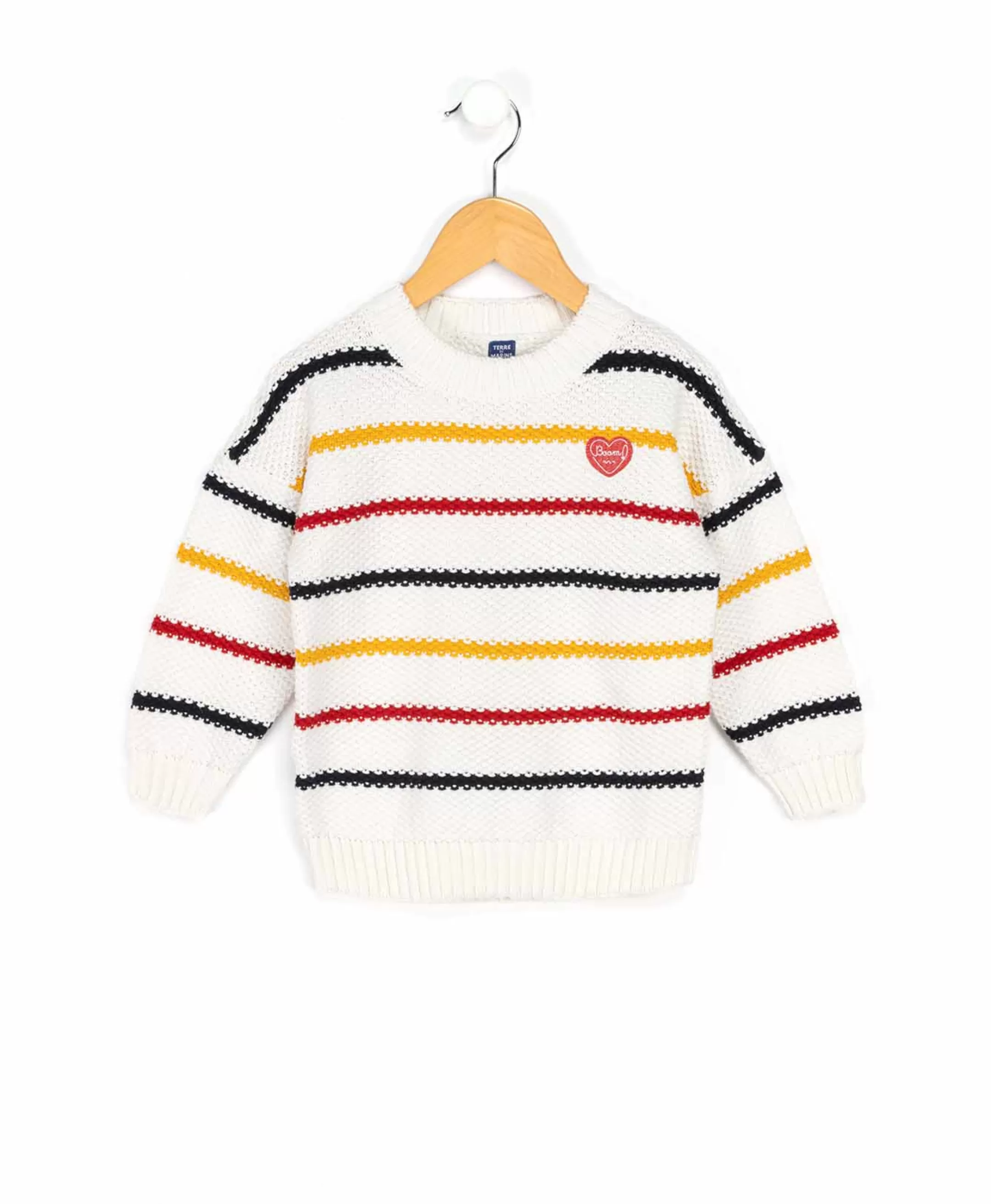 Terre de Marins PULL FOND BLANC RAYE MULTICOLORE IXONA Discount