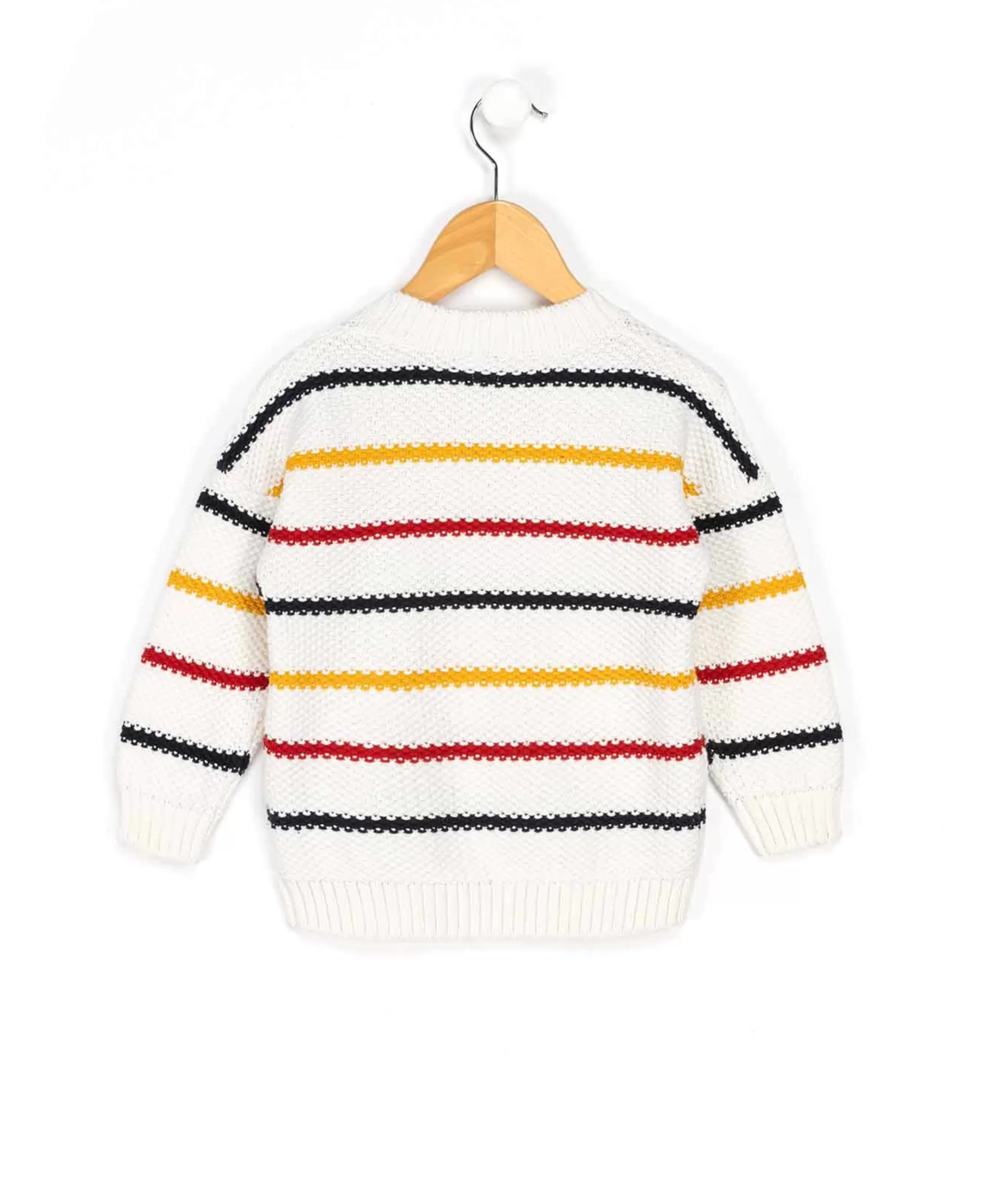 Terre de Marins PULL FOND BLANC RAYE MULTICOLORE IXONA Discount