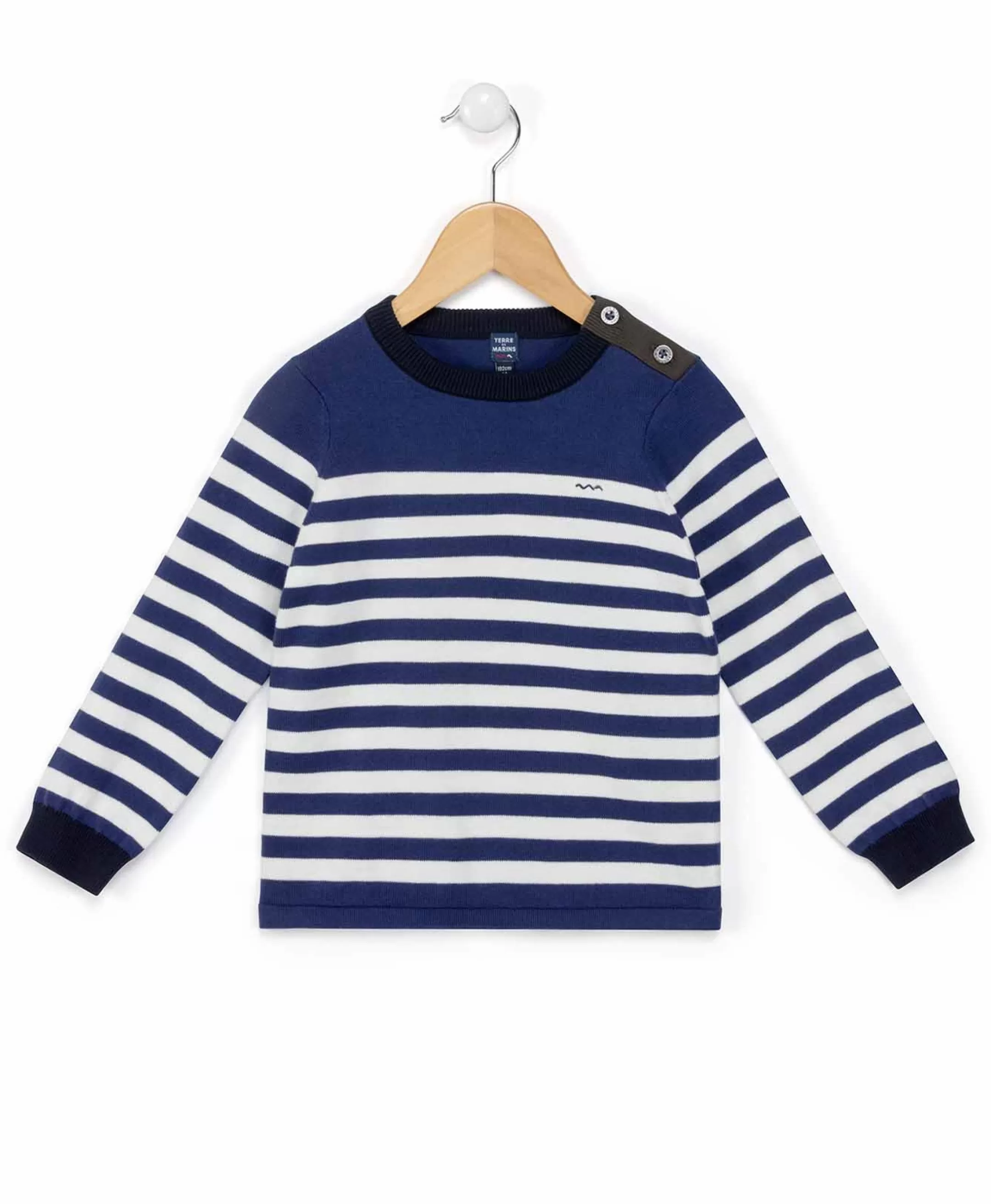 Terre de Marins PULL FOND BLEU RAYE BLANC BIENY Outlet