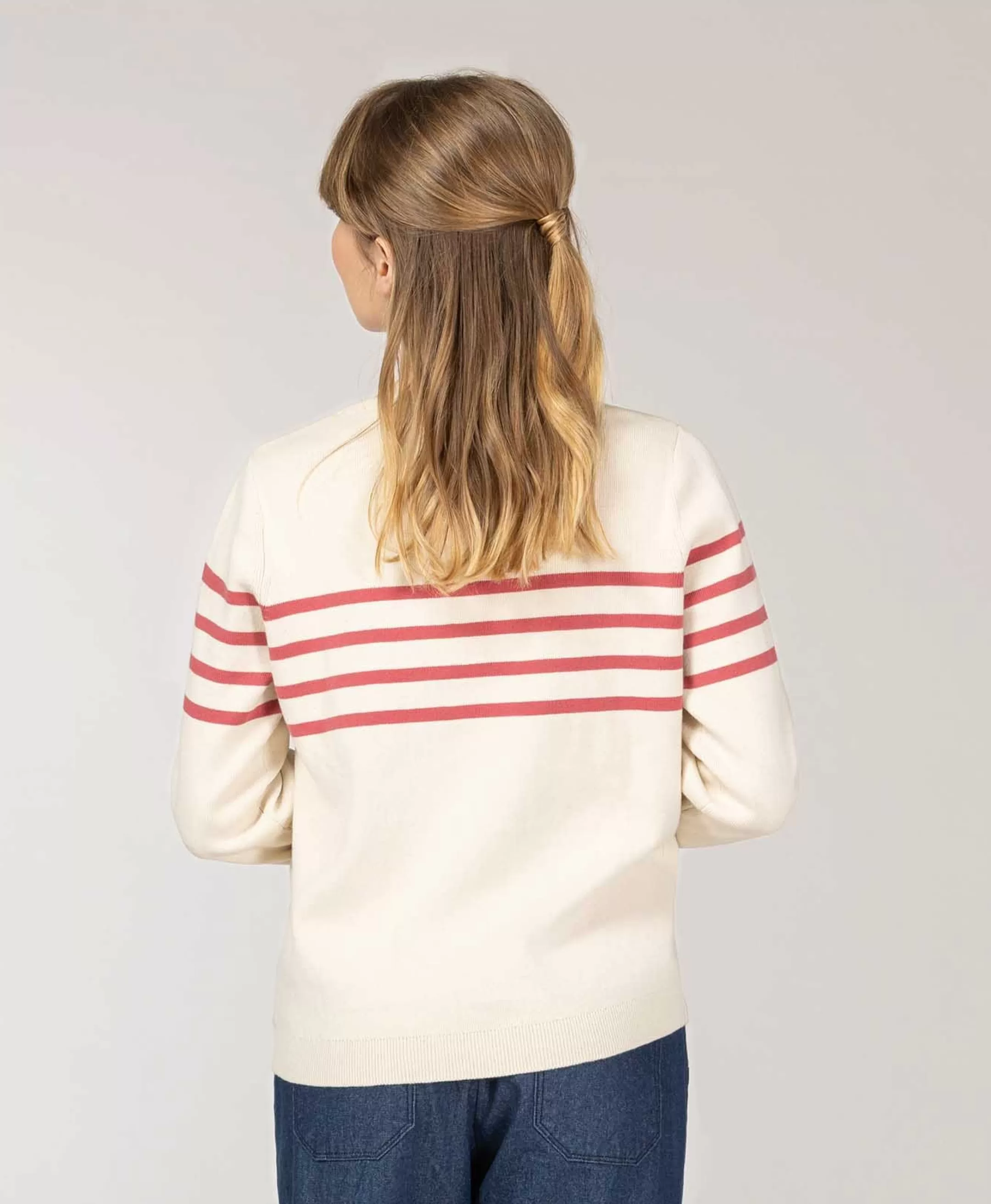 Terre de Marins PULL FOND GREGE RAYE ROSE KERITAGE Discount