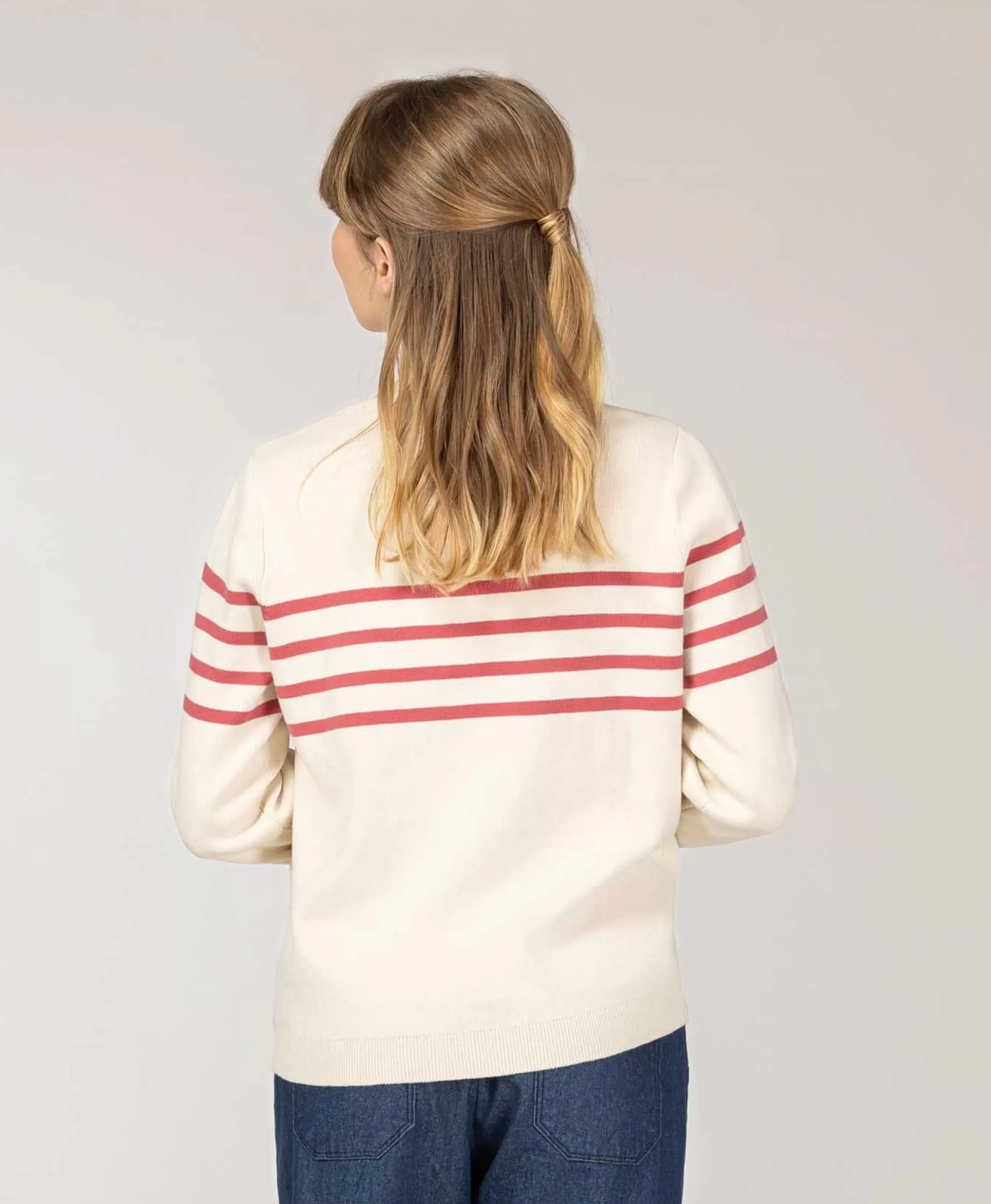 Terre de Marins PULL FOND GREGE RAYE ROSE KERITAGE Discount