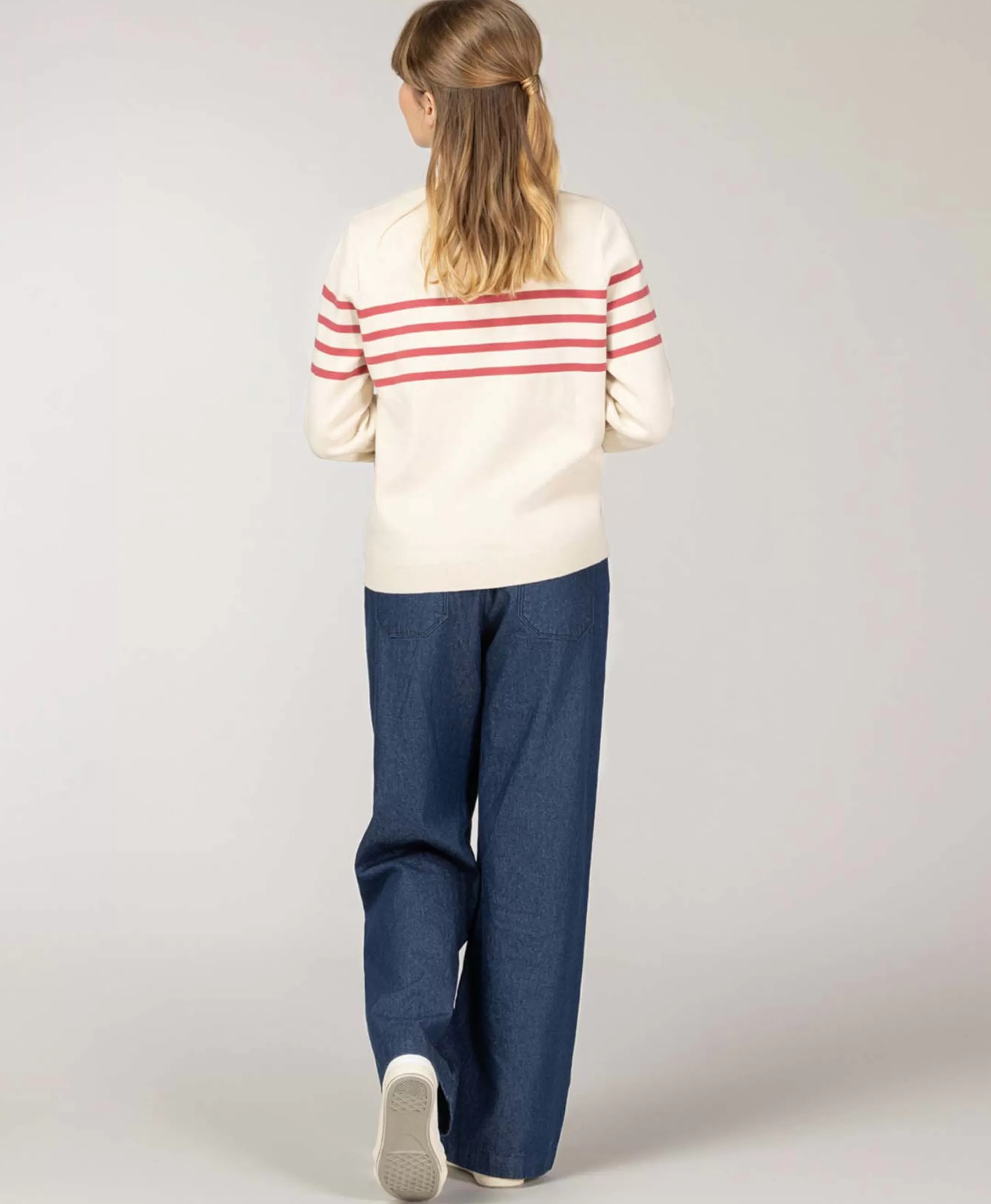Terre de Marins PULL FOND GREGE RAYE ROSE KERITAGE Discount