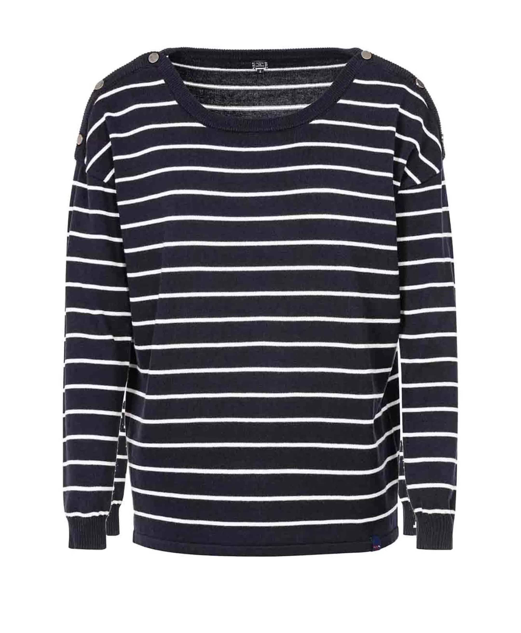 Terre de Marins PULL FOND INDIGO RAYE BLANC DIABLON Flash Sale