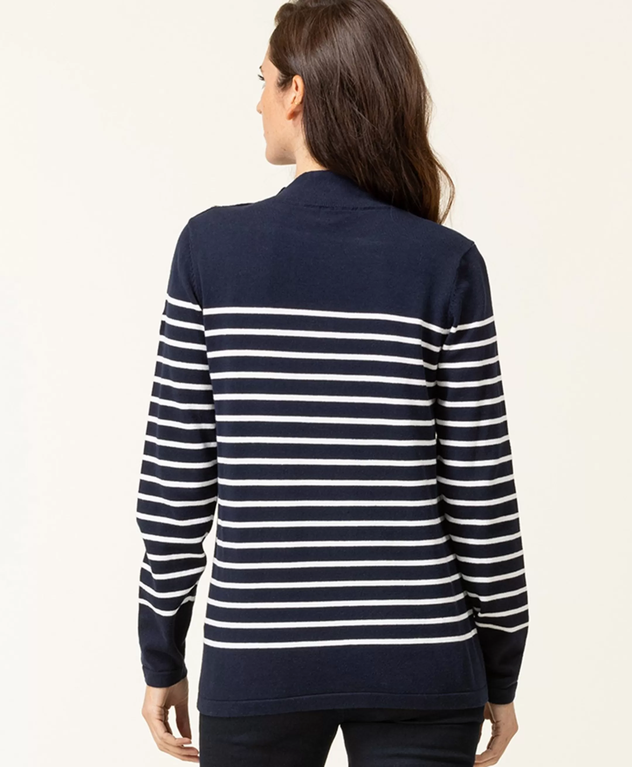 Terre de Marins PULL FOND INDIGO RAYE BLANC PRICHA Flash Sale