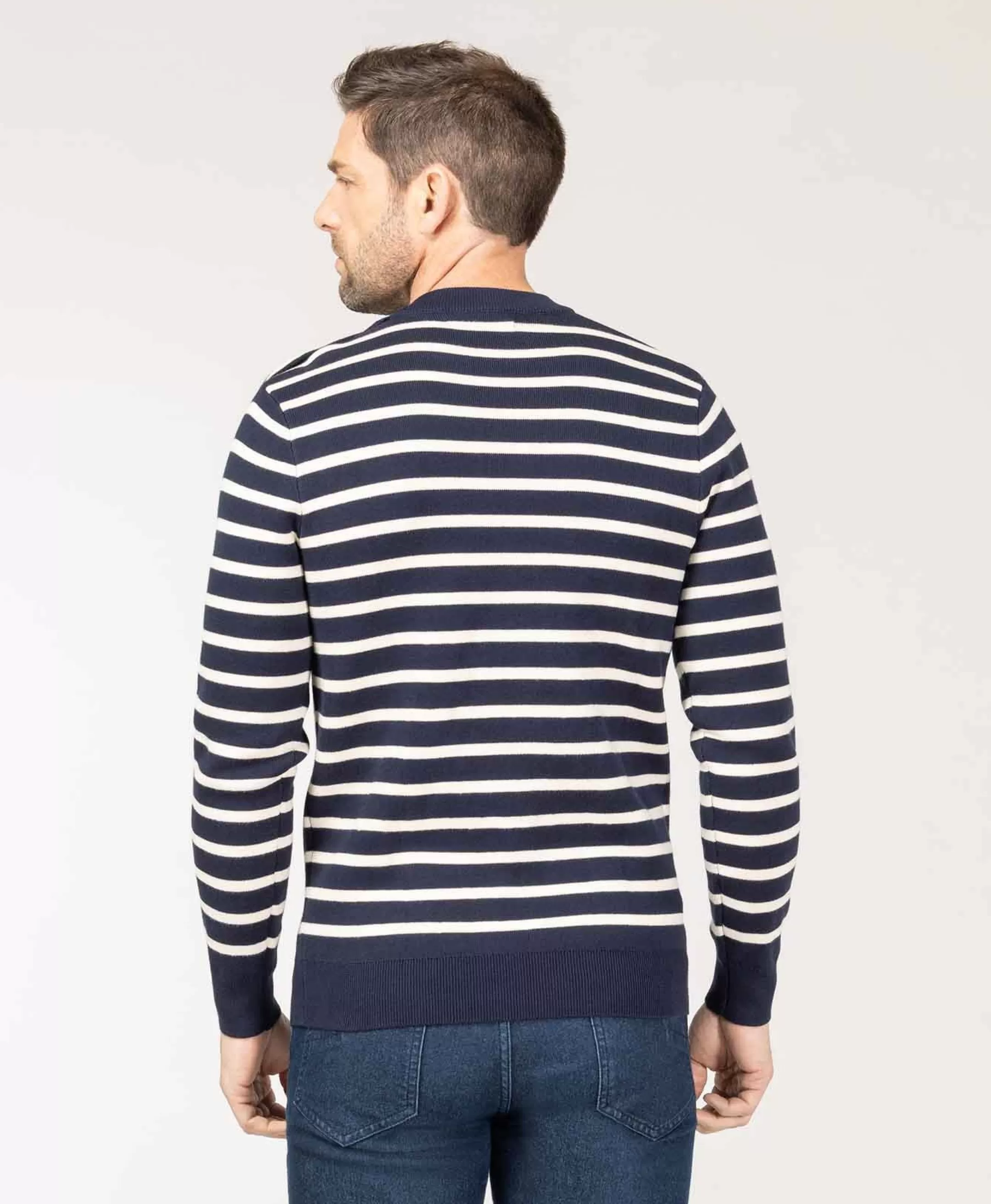 Terre de Marins PULL FOND INDIGO RAYE GREGE KARACLA Flash Sale