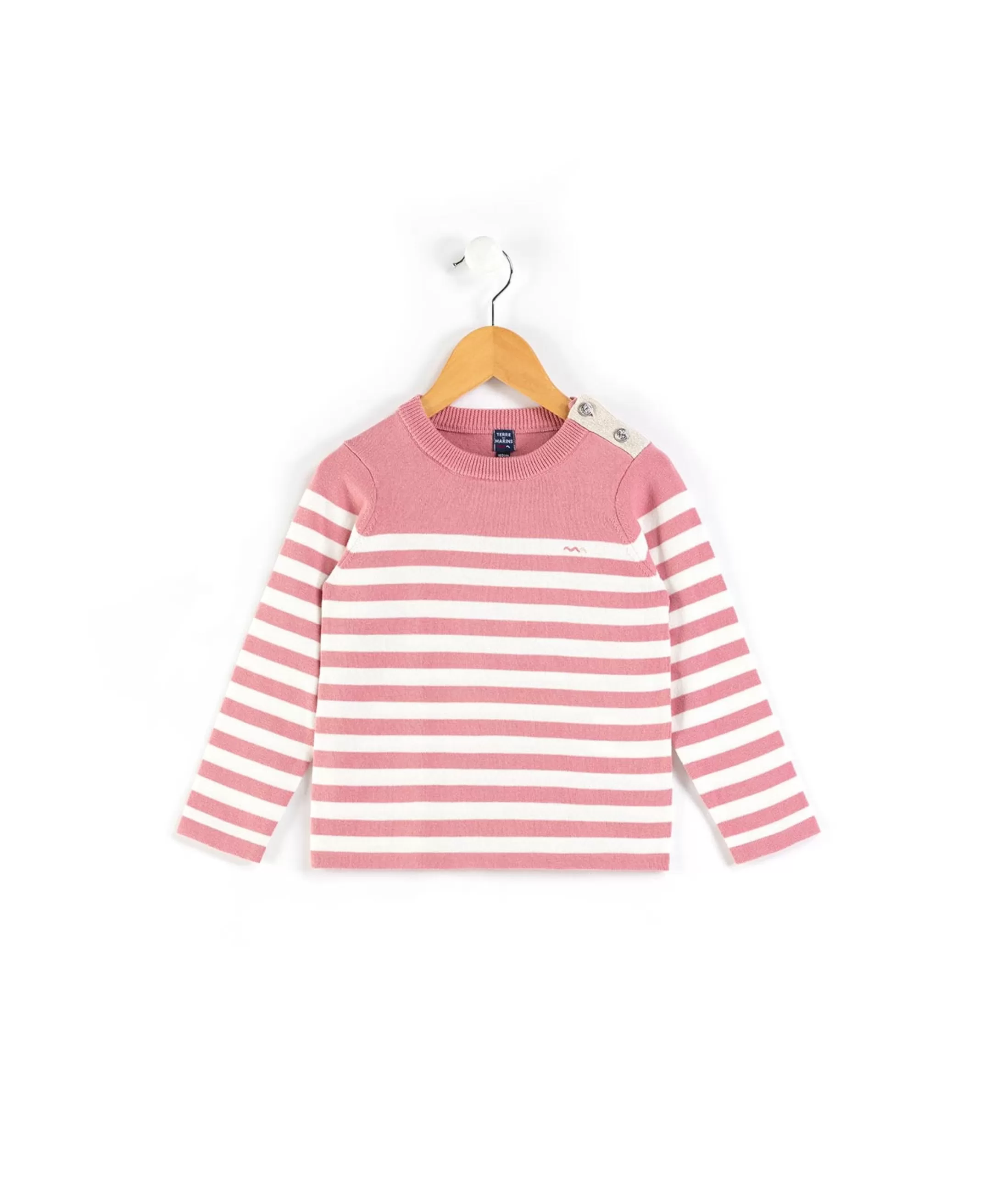 Terre de Marins PULL FOND ROSE RAYE BLANC BOLABA Clearance