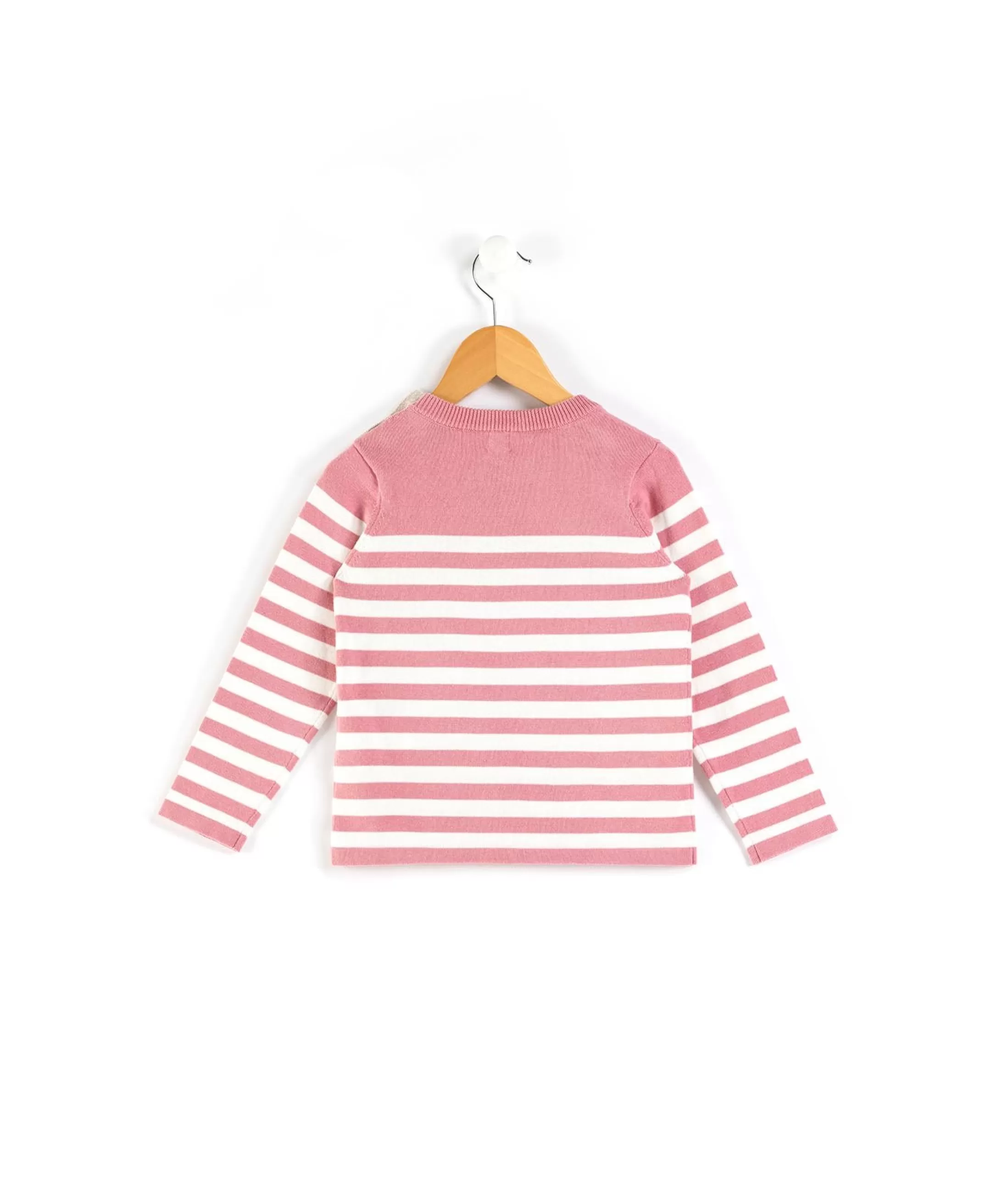 Terre de Marins PULL FOND ROSE RAYE BLANC BOLABA Clearance