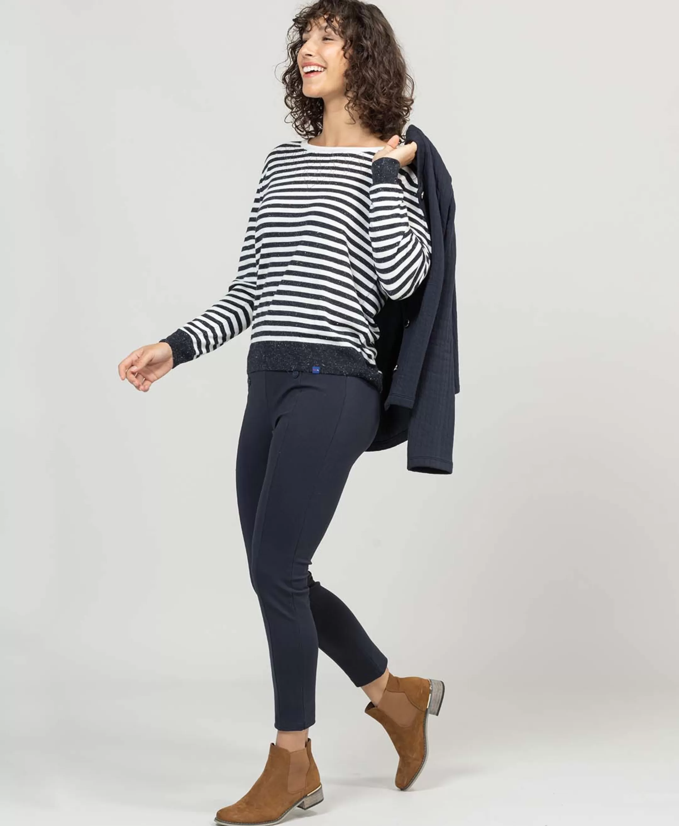 Terre de Marins PULL RAYE MARINE/ NATUREL ECANG Fashion