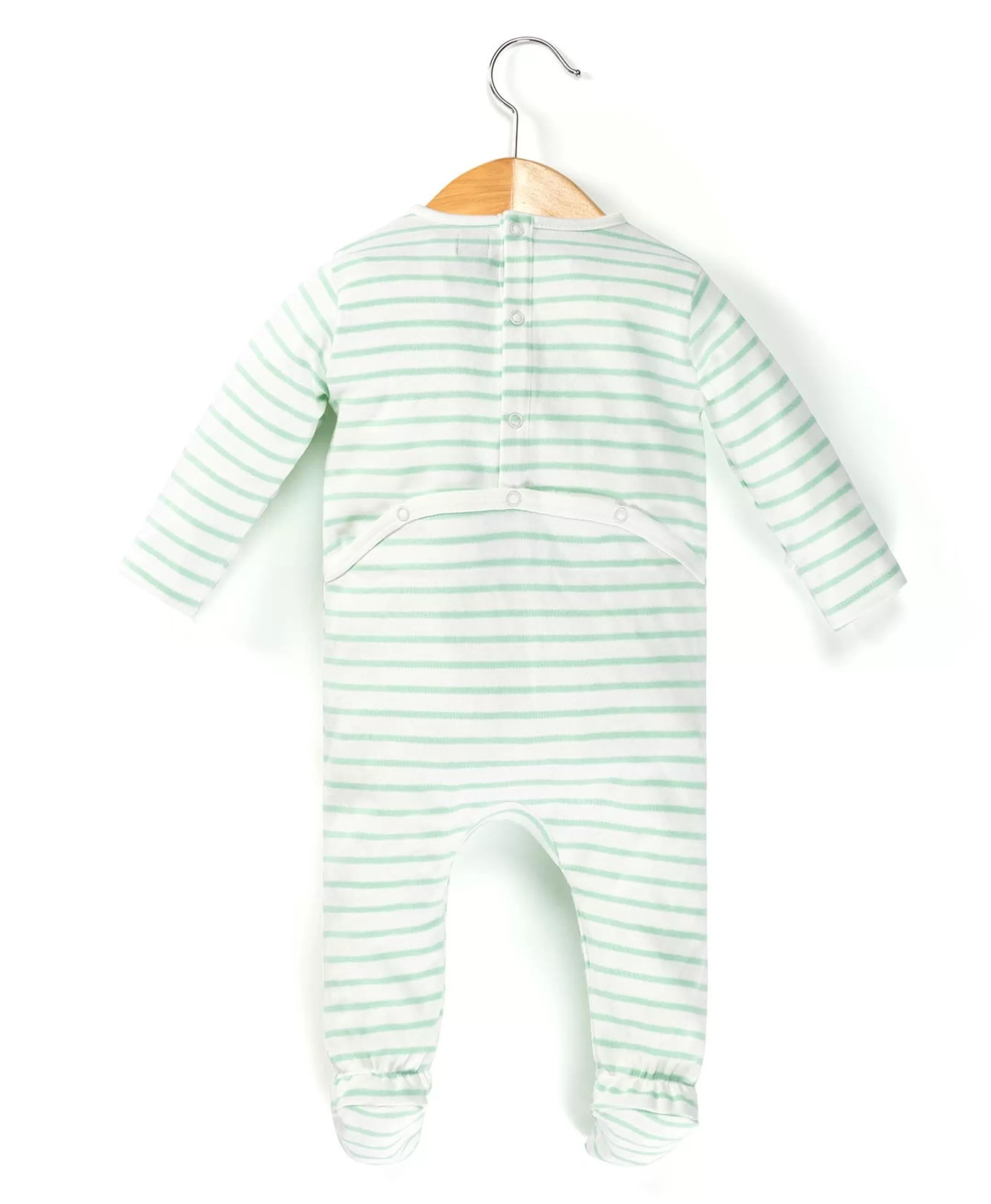 Terre de Marins PYJAMA FD NATUREL RAYE VERT D'EAU NYJAMA Flash Sale