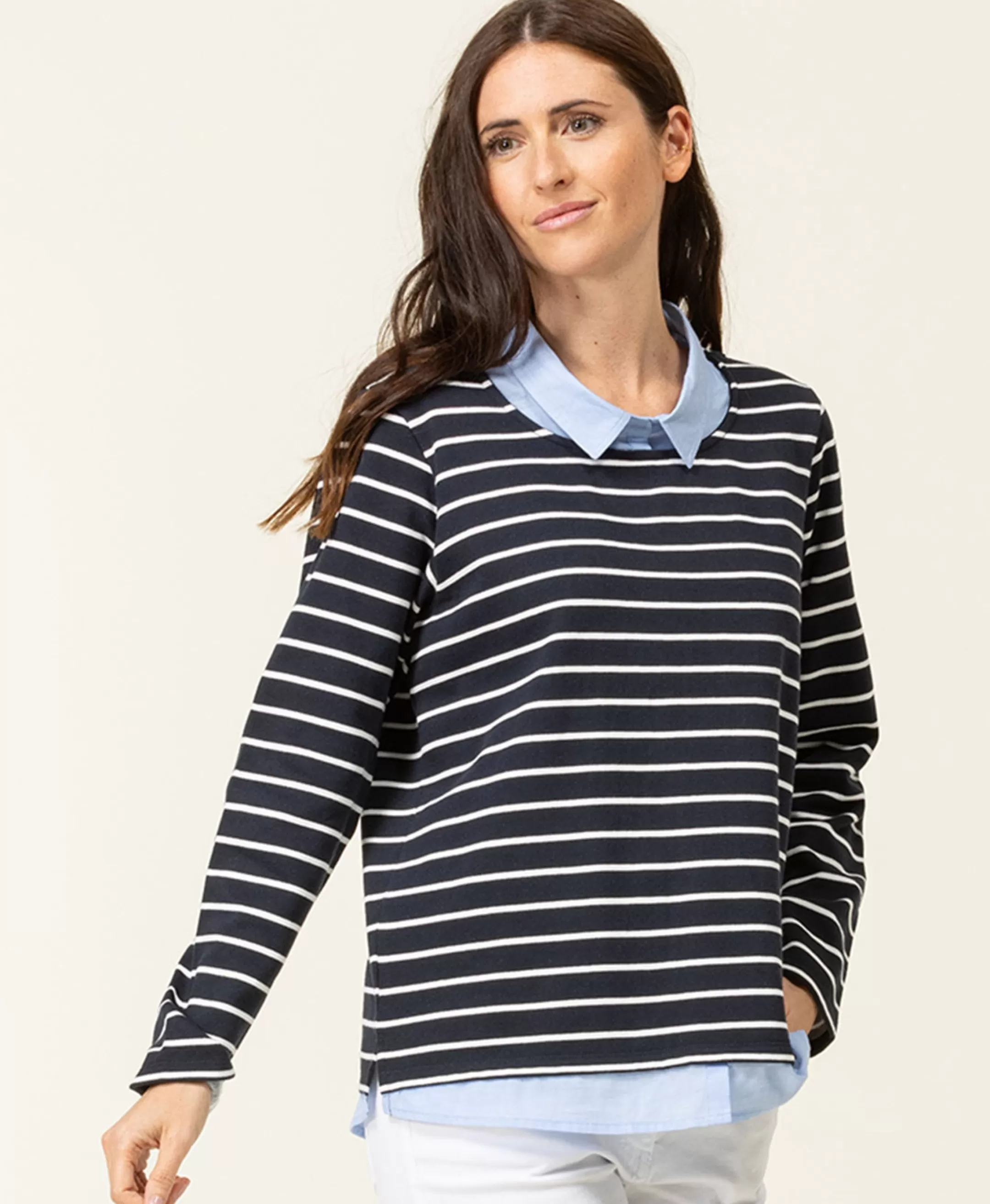 Terre de Marins SWEAT FOND INDIGO RAYE NATUREL CARALY Flash Sale