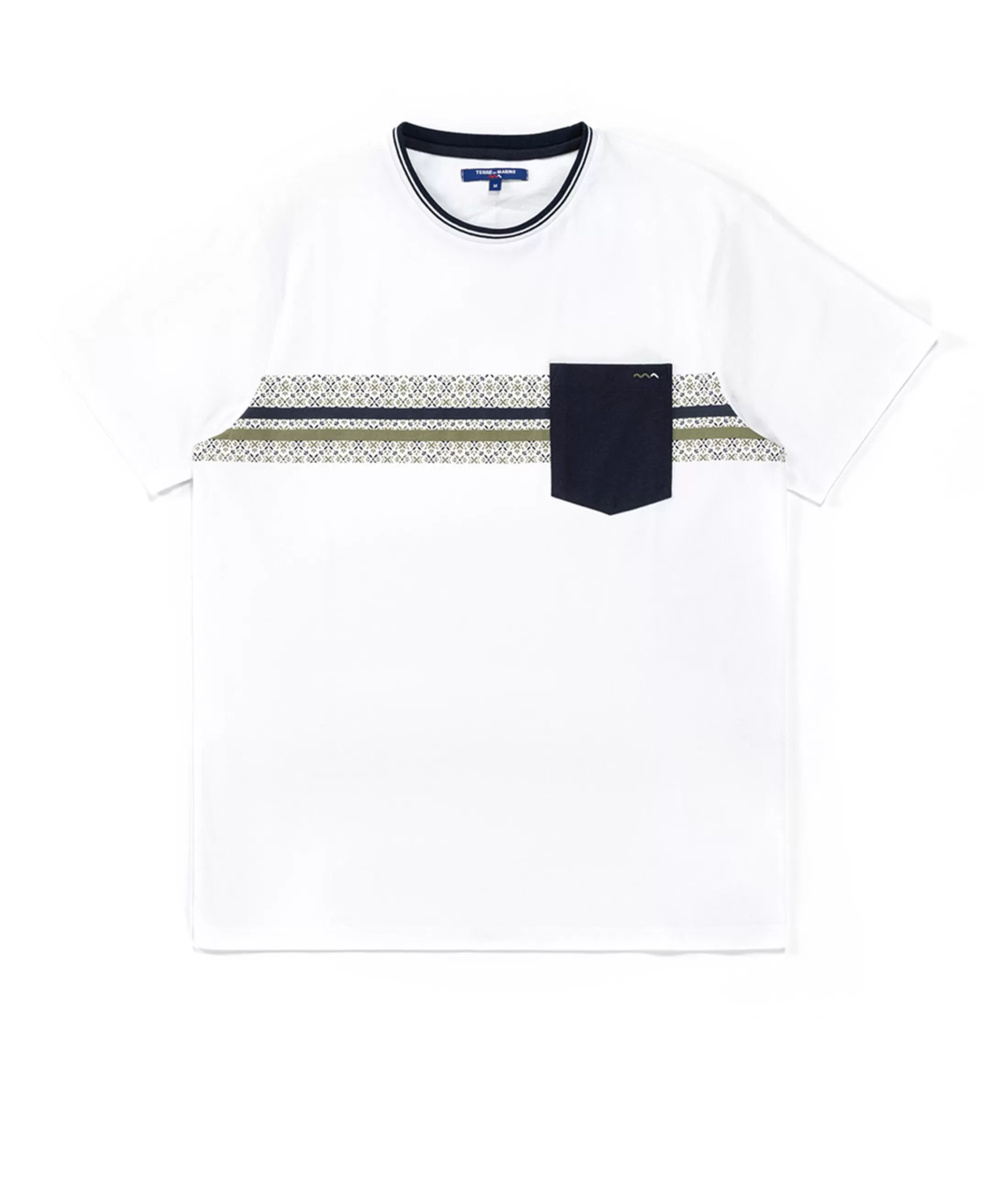 Terre de Marins TEE SHIRT MC BLANC / KAKI TASORI Fashion