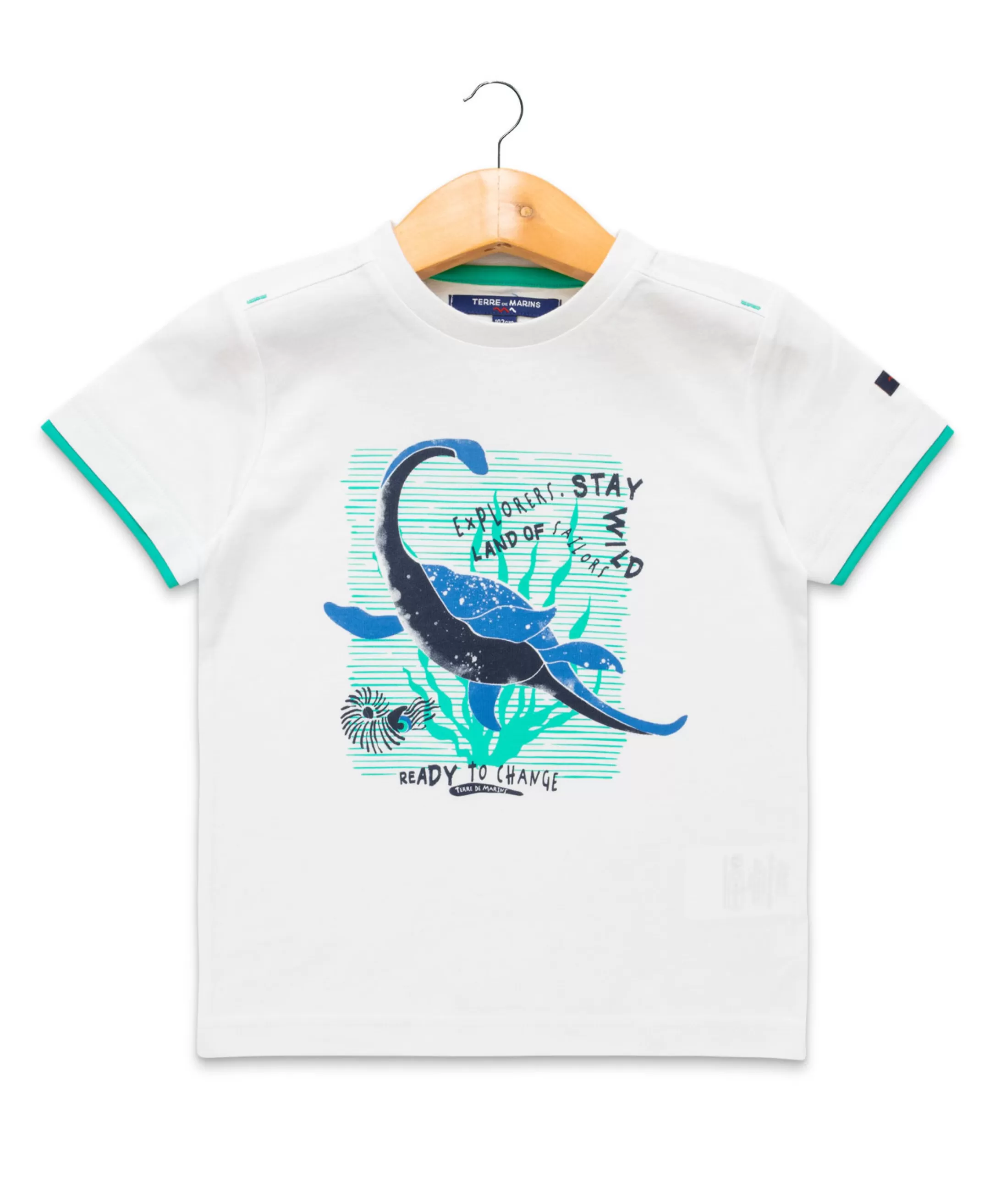 Terre de Marins TEE SHIRT MC BLANC OPTIQUE AXUL Fashion