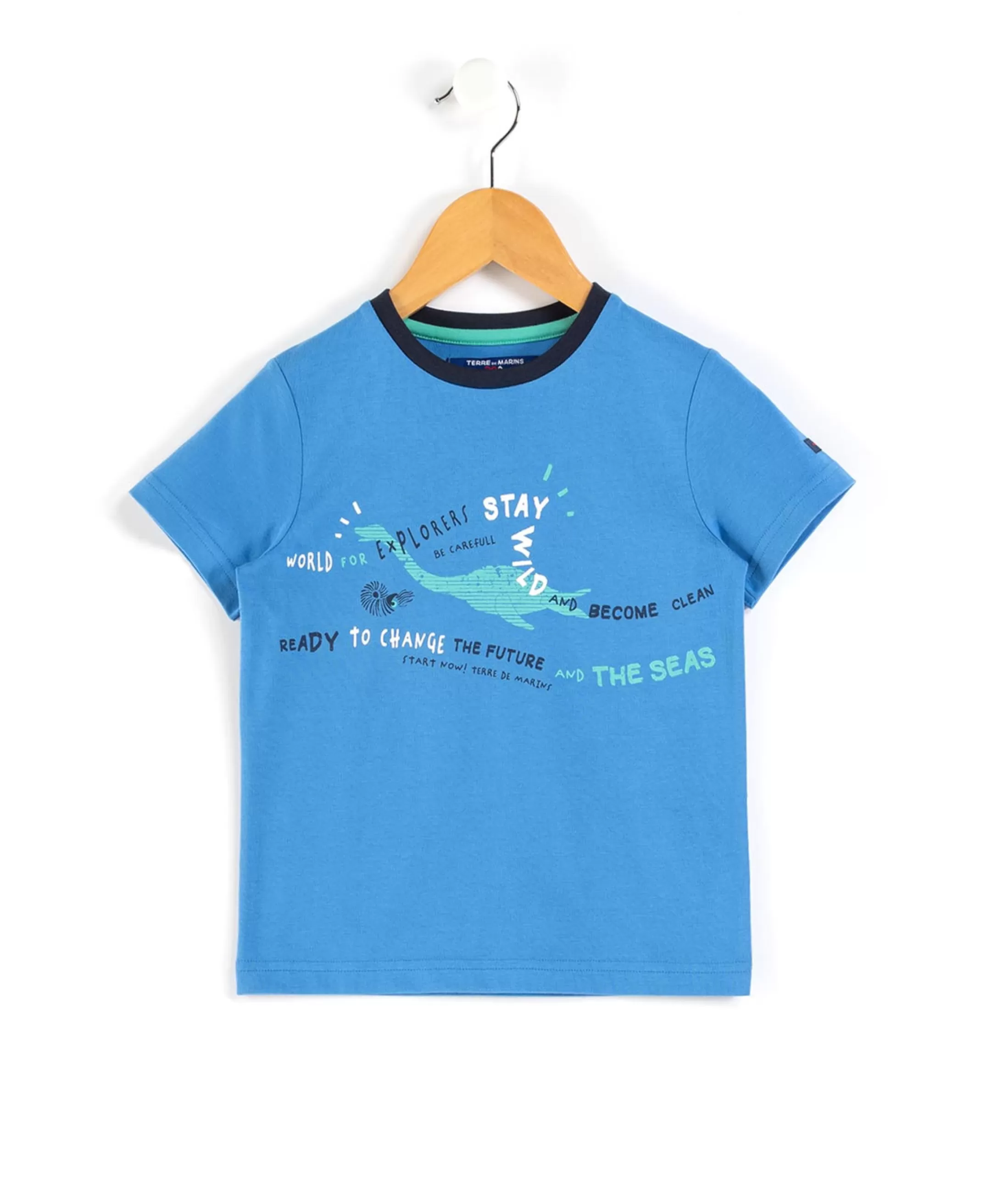 Terre de Marins TEE SHIRT MC BLEU AZUR AXUL Fashion