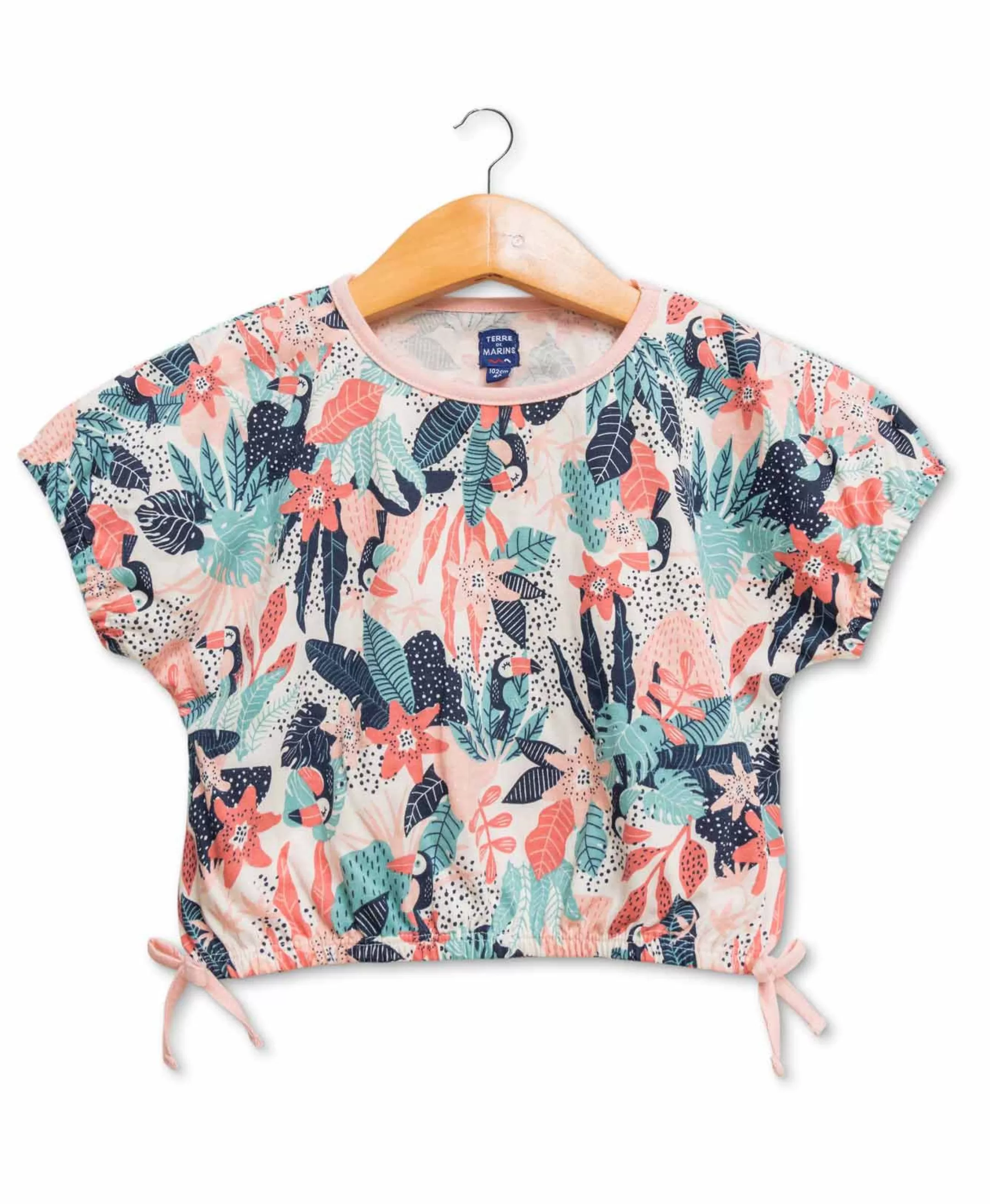 Terre de Marins TEE SHIRT MC IMPRIME FOND ROSE ORNELA Sale