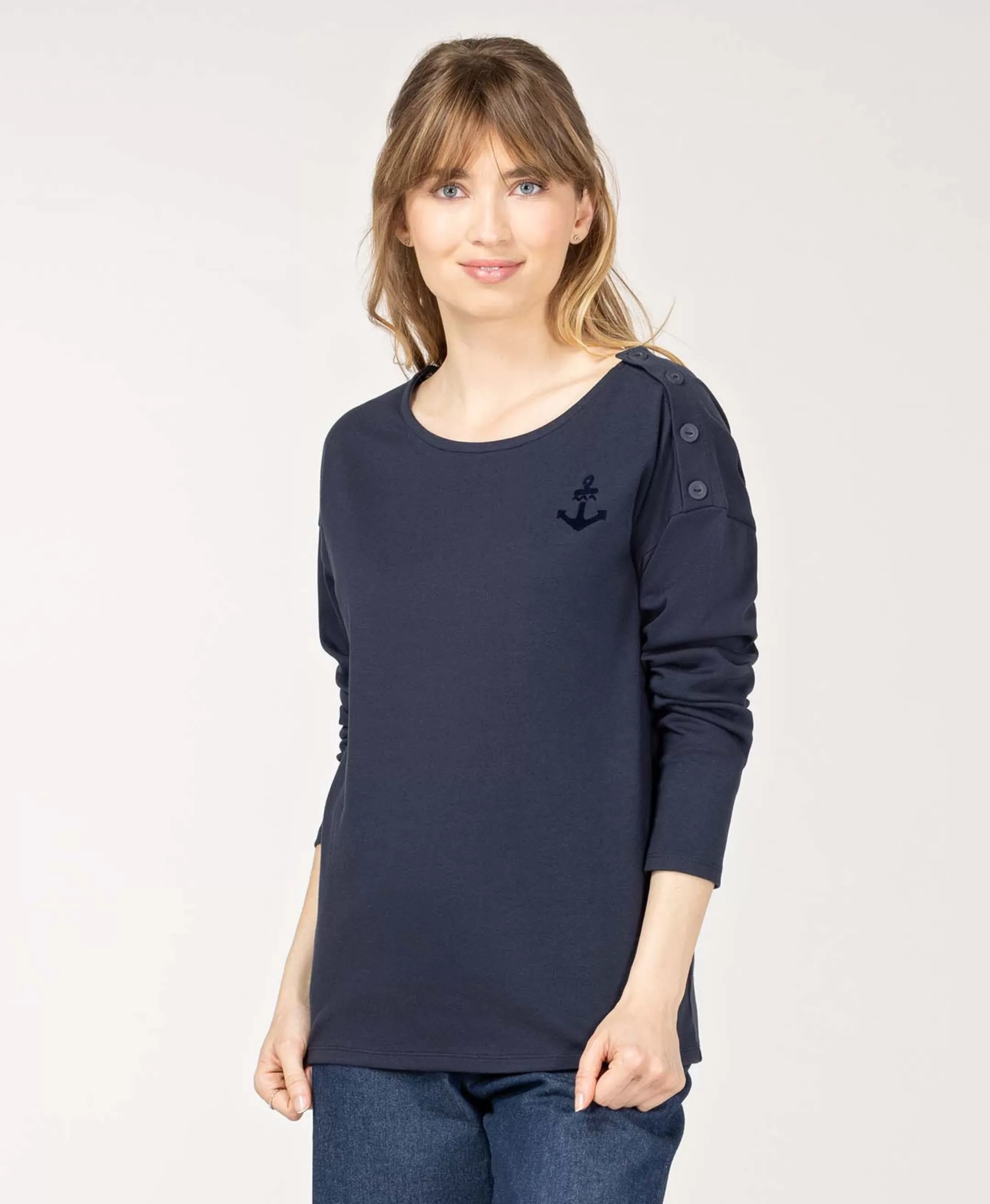 Terre de Marins TEE SHIRT ML INDIGO MERITAGE Cheap