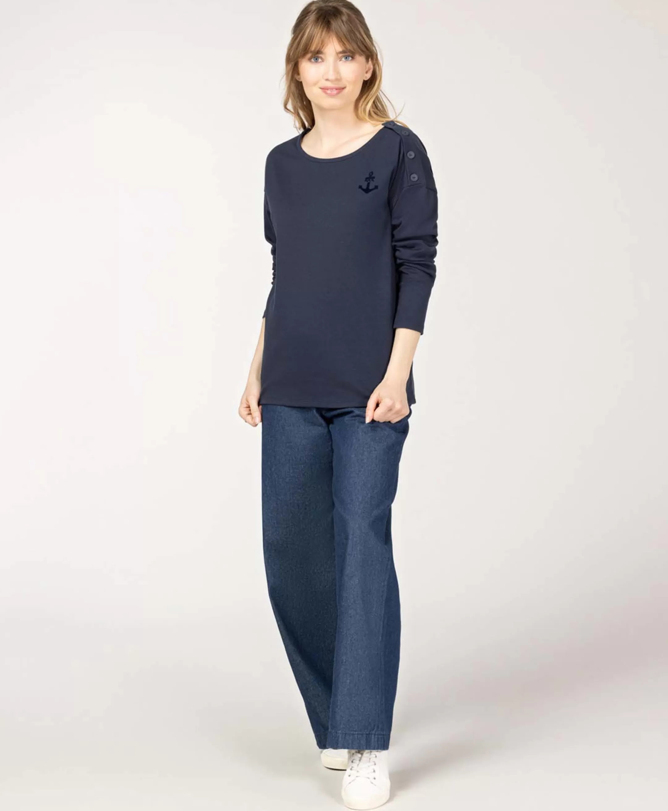 Terre de Marins TEE SHIRT ML INDIGO MERITAGE Cheap